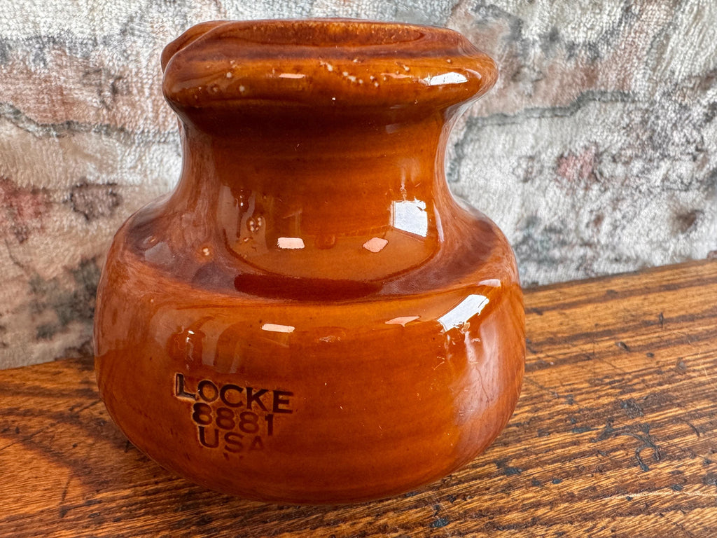 Vintage Locke 8881 USA Brown Ceramic Electrical Insulator