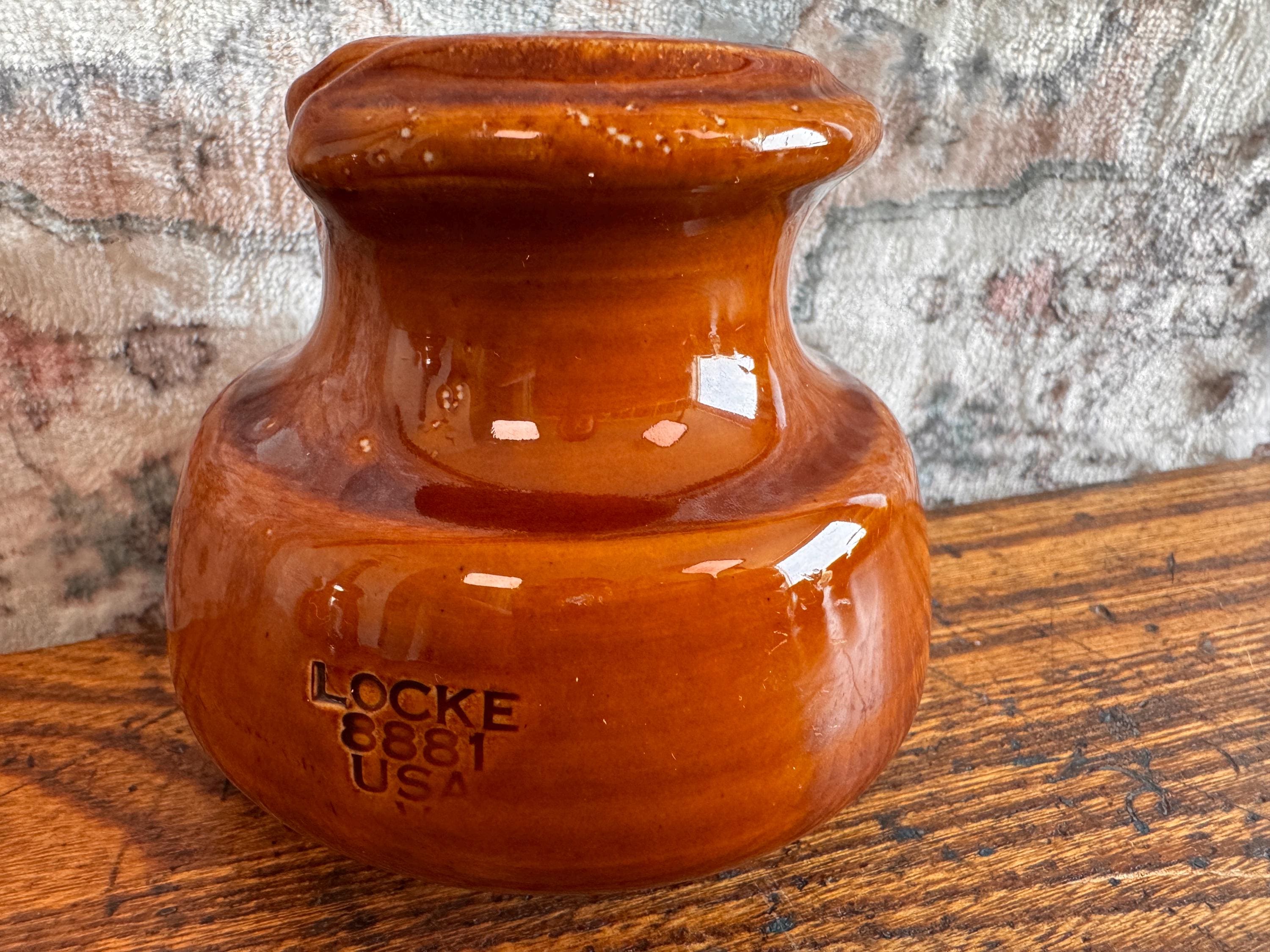 Vintage Locke 8881 USA Brown Ceramic Electrical Insulator