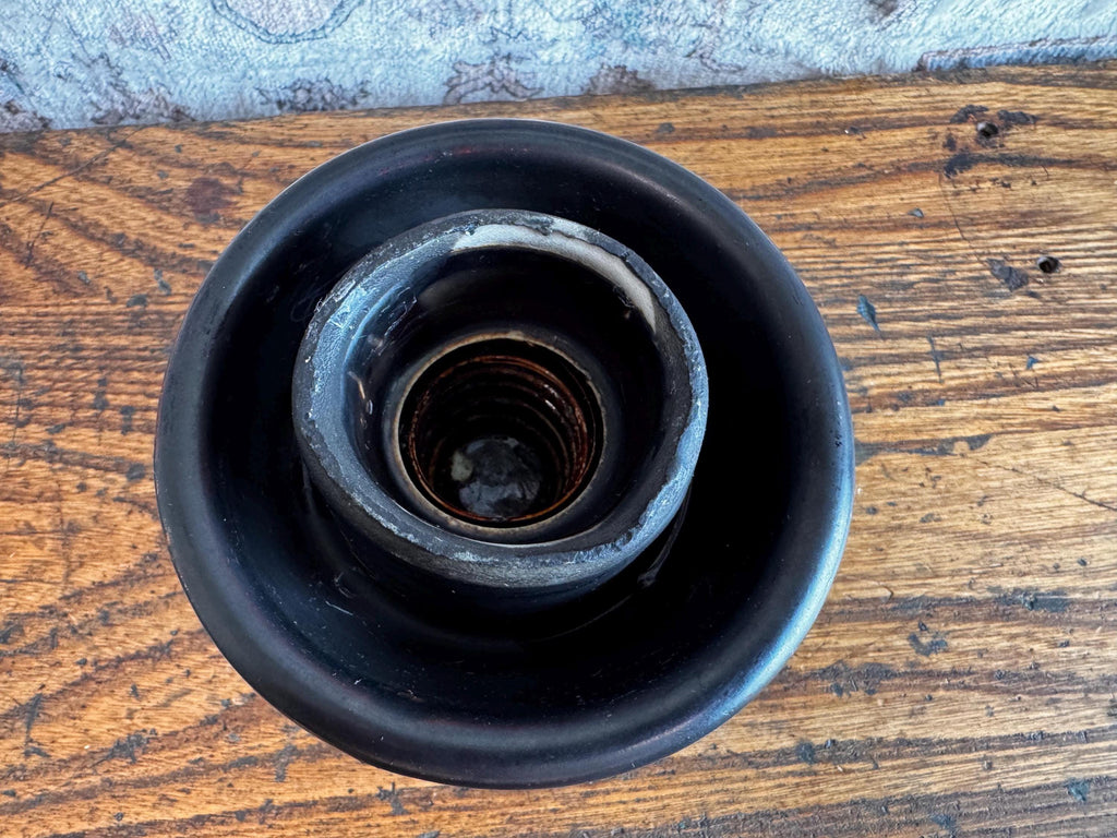 Vintage Dark Brown Ceramic Electrical Insulator