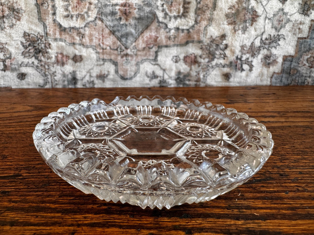 Set of Three Vintage Pressed Glass Coasters from Italy