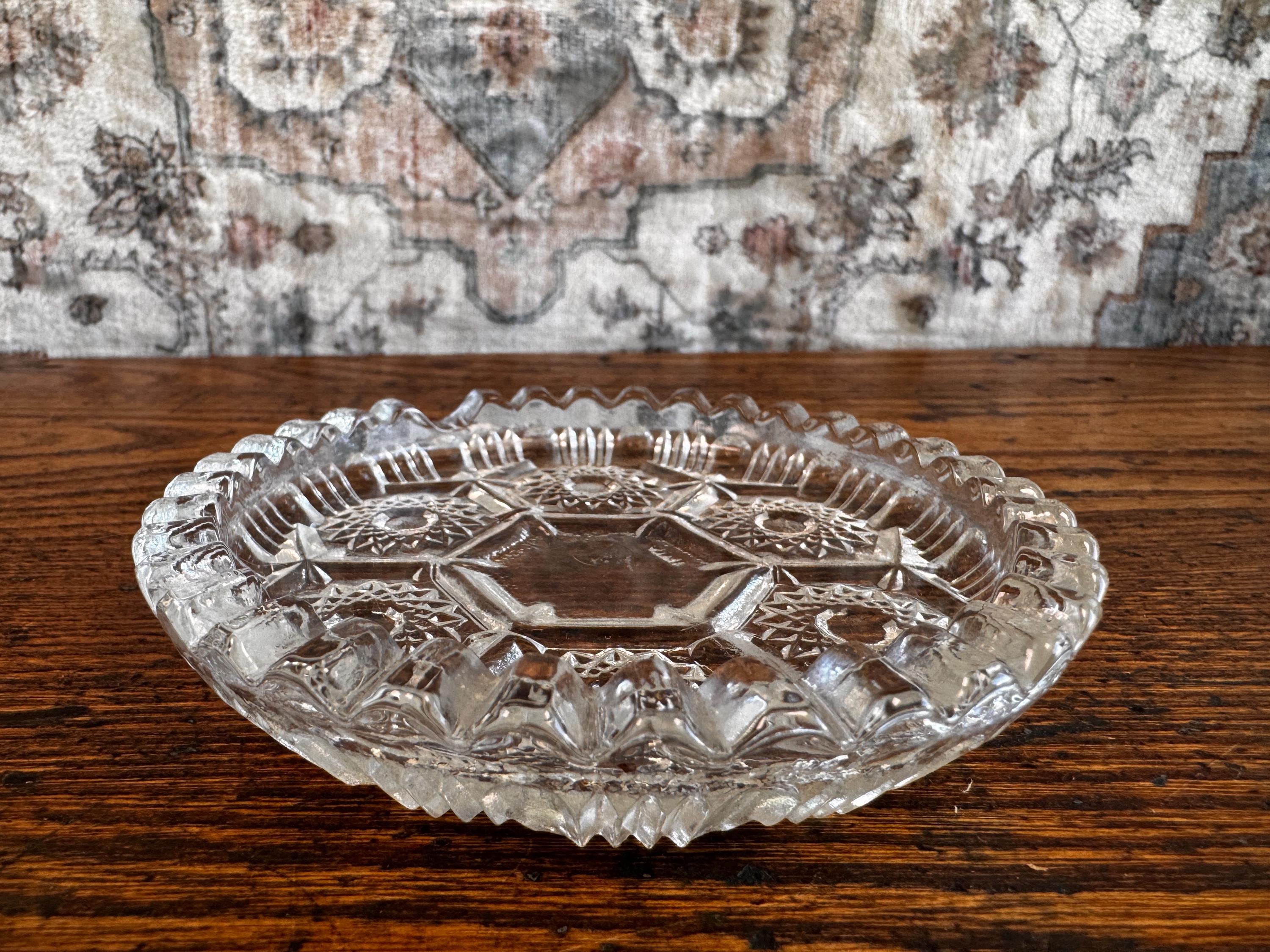 Set of Three Vintage Pressed Glass Coasters from Italy