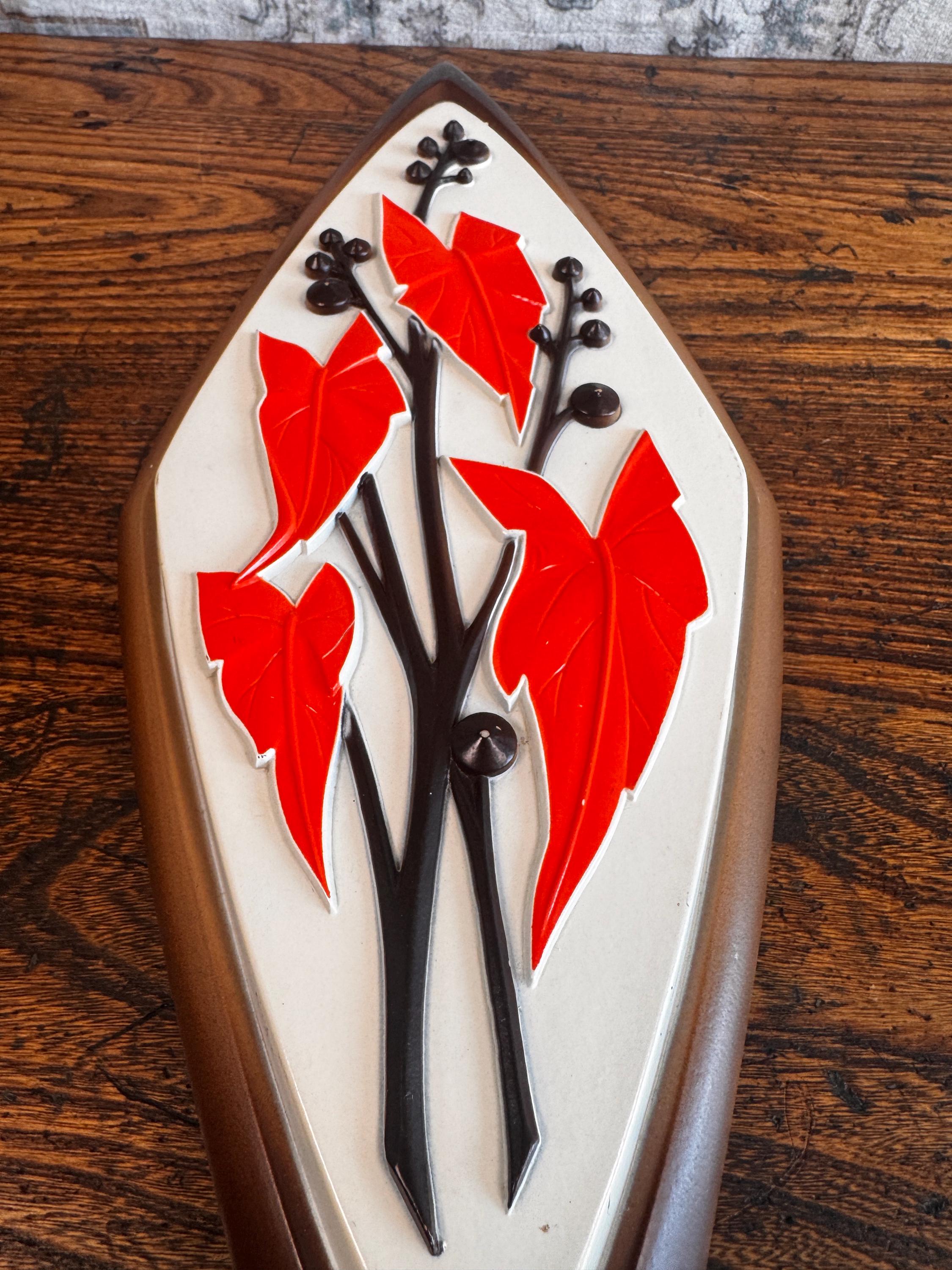Set of Four Mid-Century Modern Syroco Wall Plaques with Floral Motifs