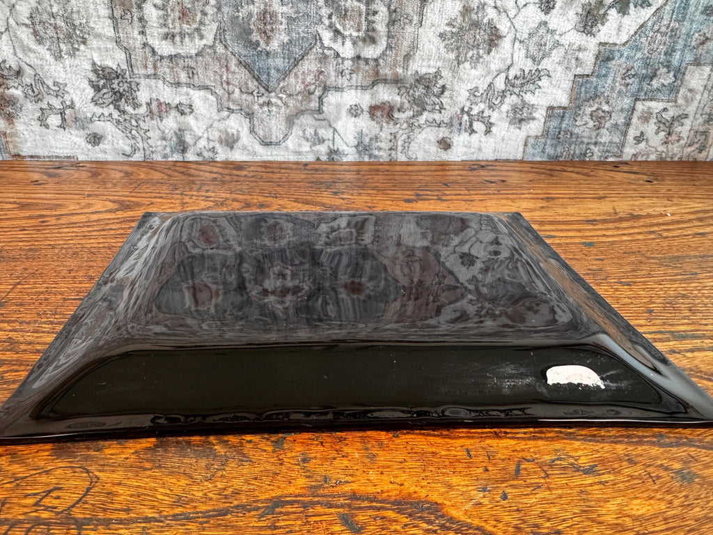 Pressed Glass Decorative Tray Featuring Connecticut State Map and Industry Highlights