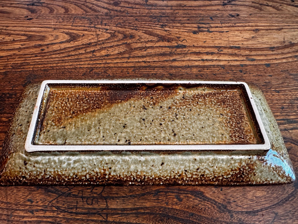 Rectangular Ceramic Serving Tray with Earthy Glaze
