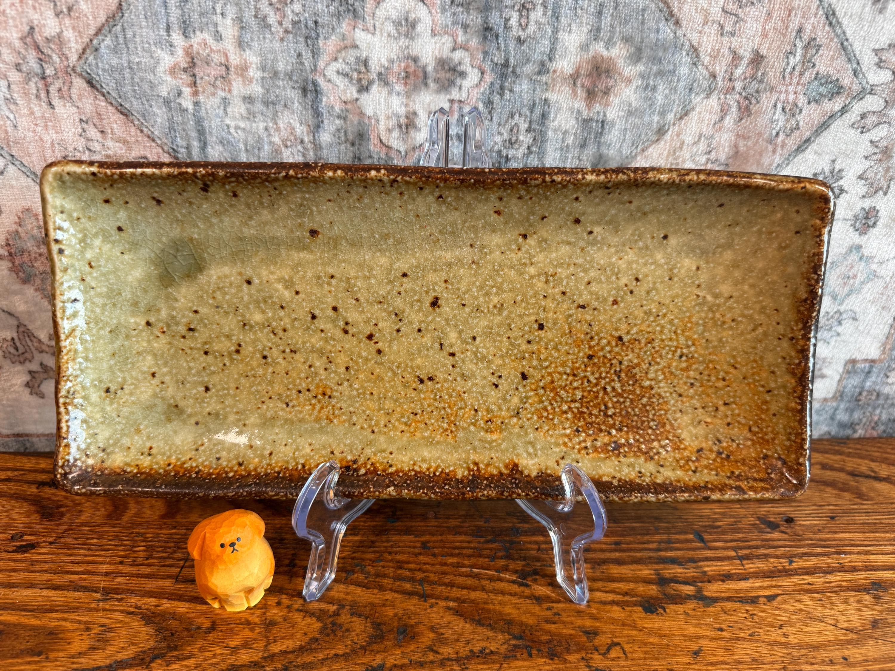 Rectangular Ceramic Serving Tray with Earthy Glaze