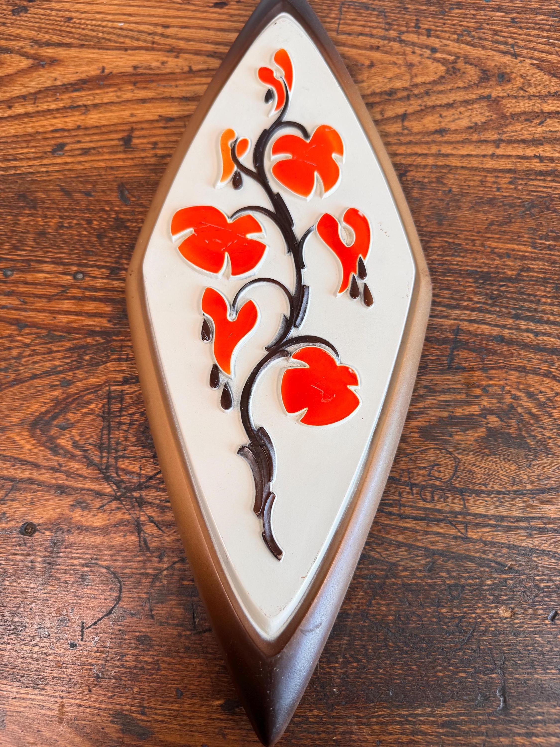 Set of Four Mid-Century Modern Syroco Wall Plaques with Floral Motifs