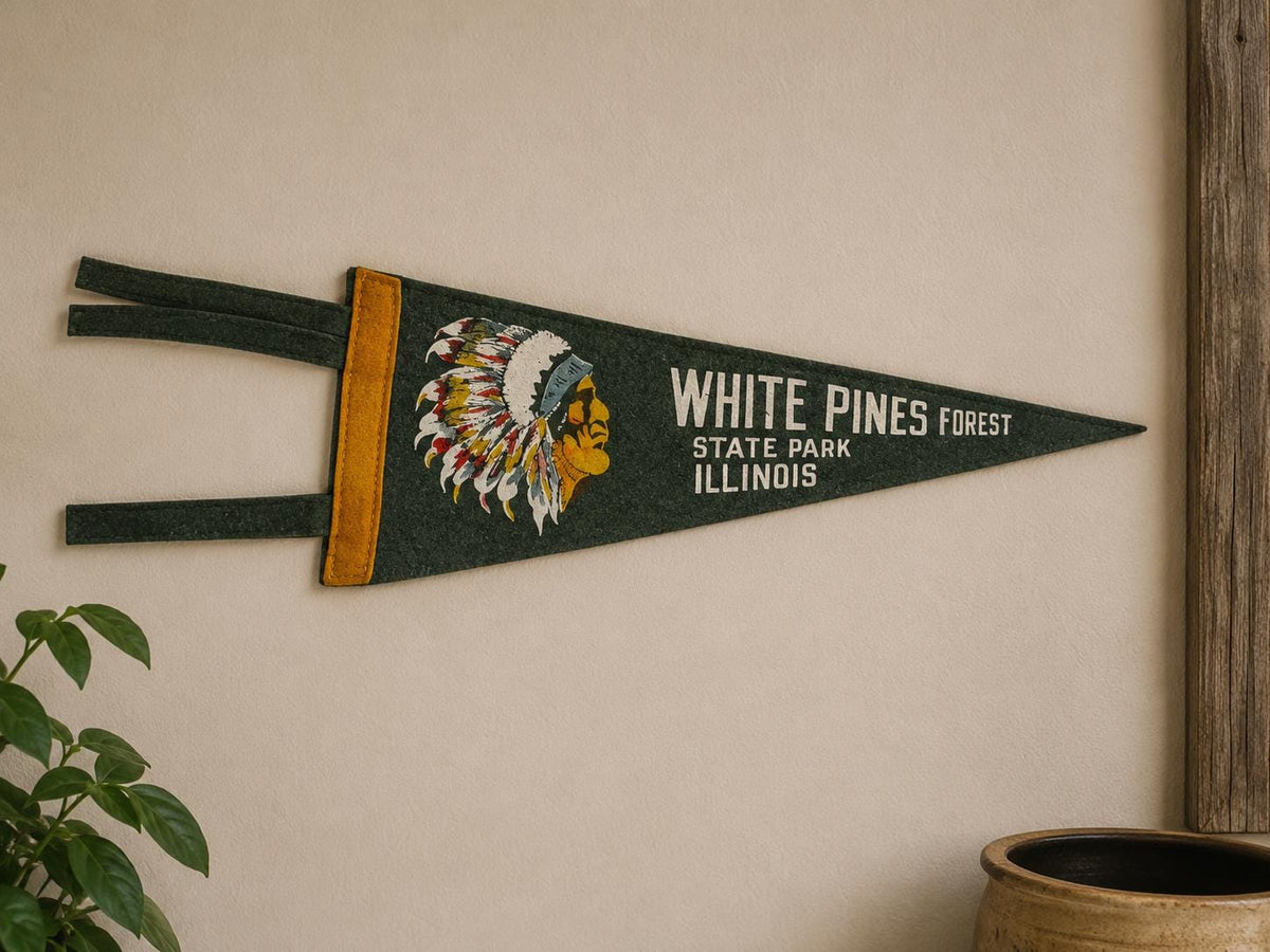Vintage White Pines Forest Felt Pennant
