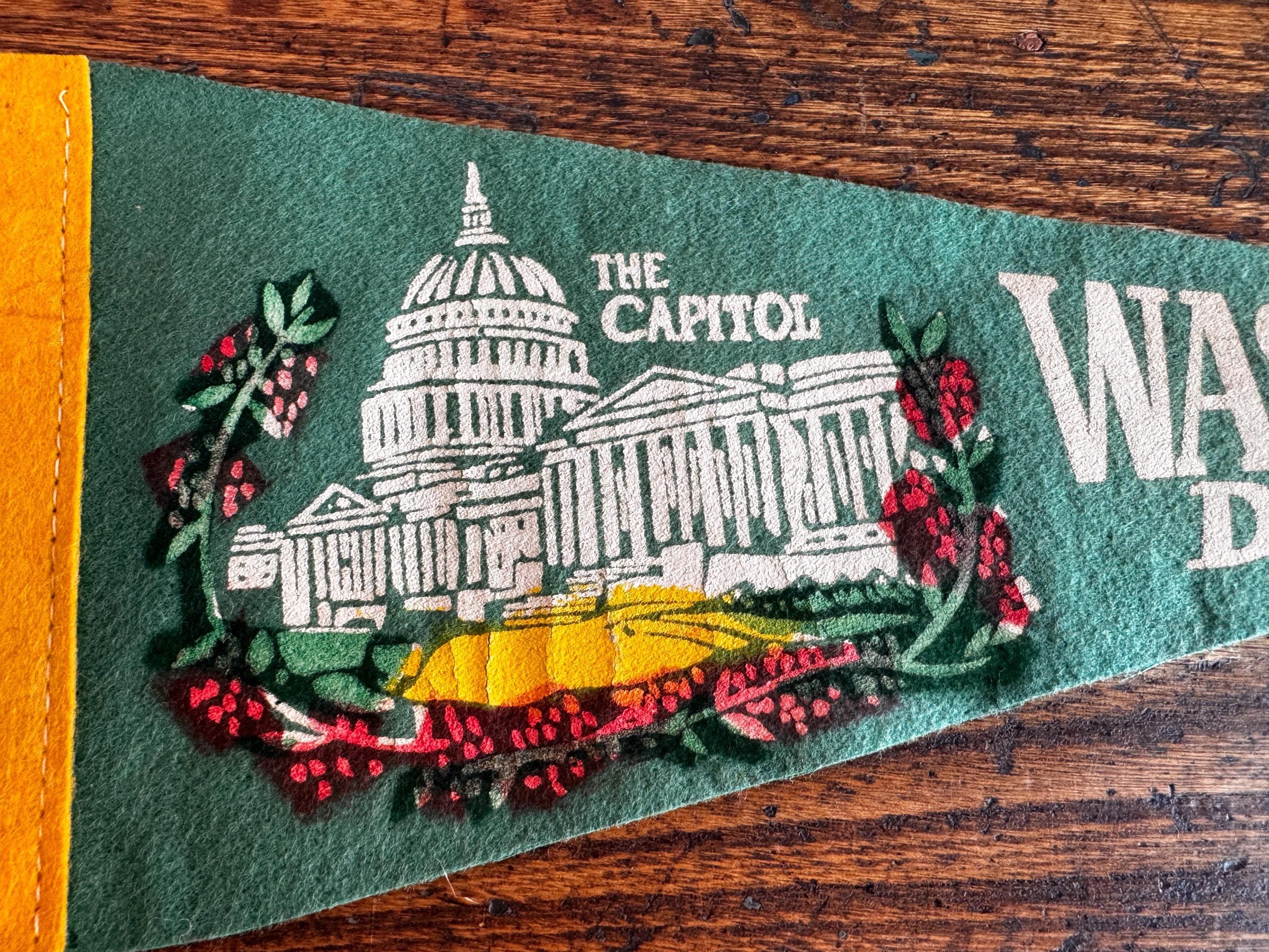 Washington D.C. Felt Souvenir Pennant Featuring The Capitol Illustration