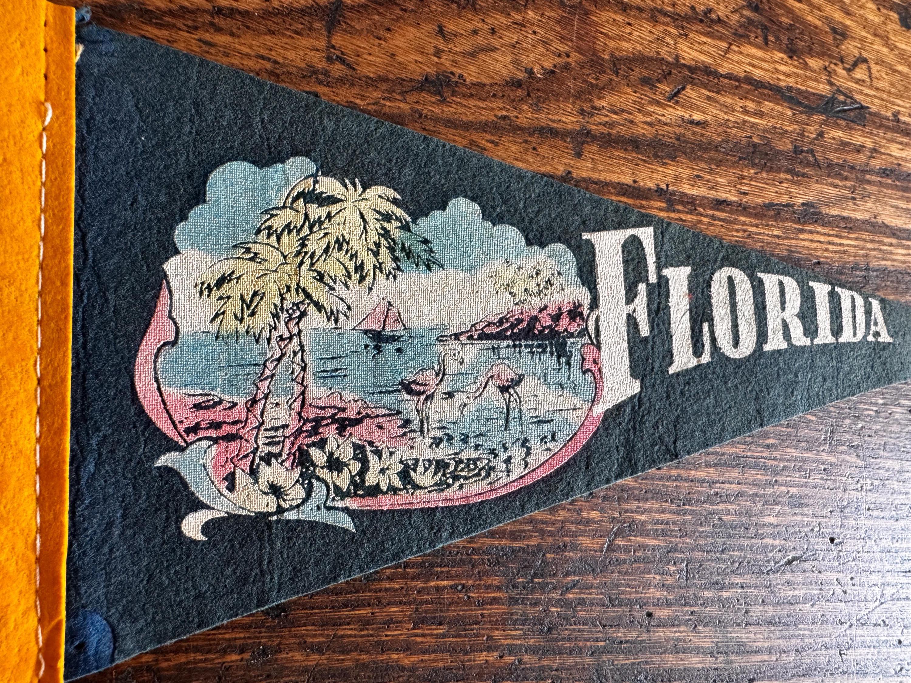 Vintage Florida Felt Souvenir Pennant 9 Inch
