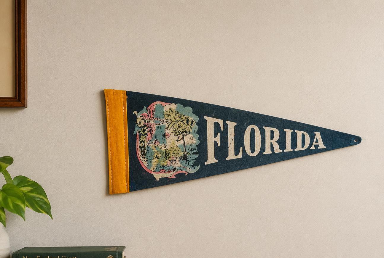 Vintage Florida Felt Souvenir Pennant 9 Inch
