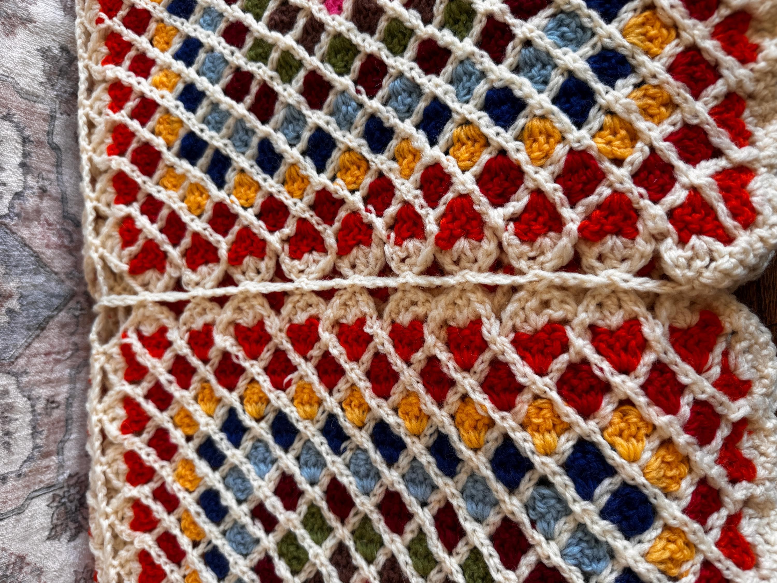 Handmade Multicolor Crochet Granny Square Blanket 40x48"
