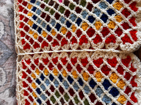 Handmade Multicolor Crochet Granny Square Blanket 40x48"