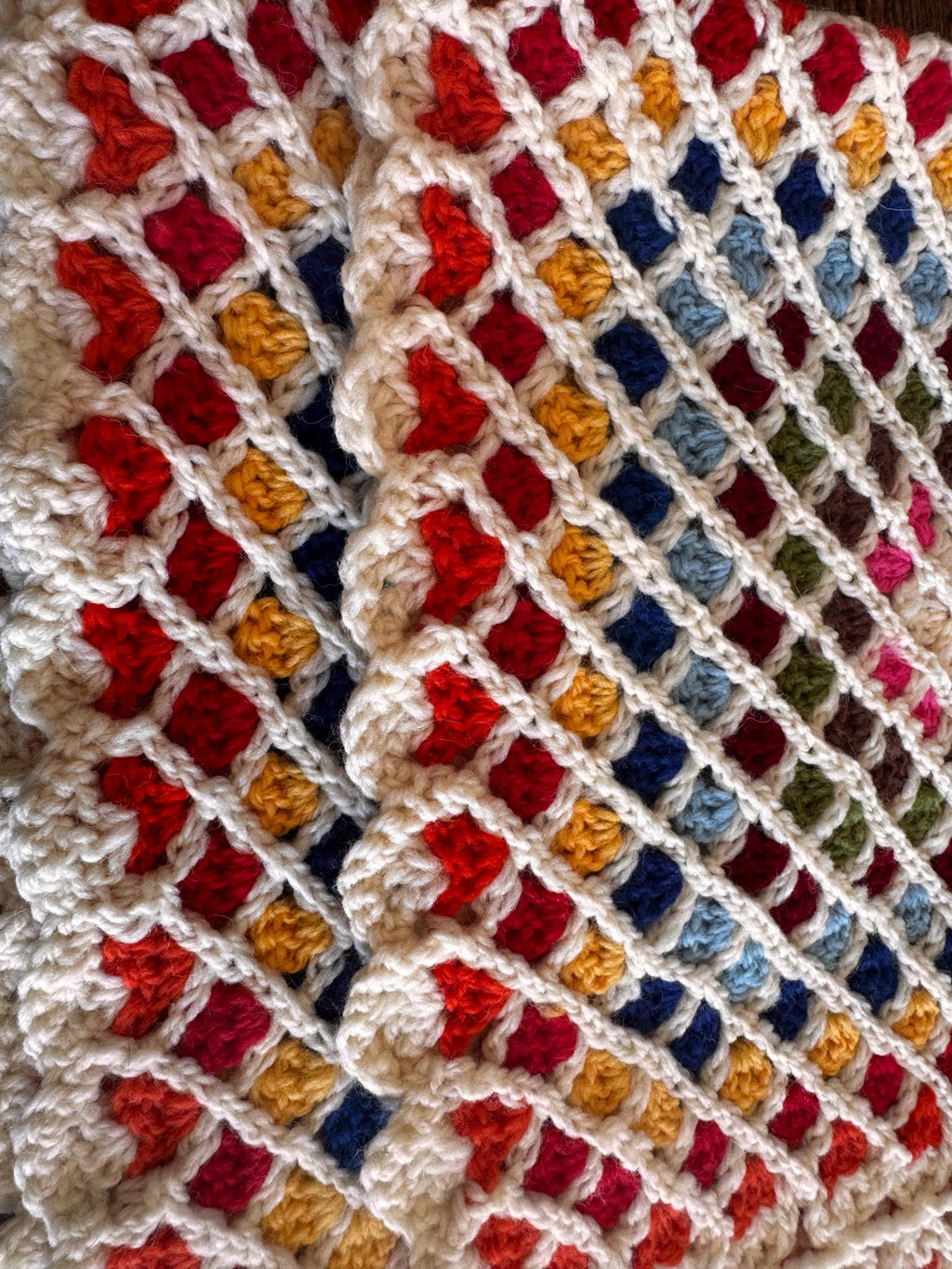 Handmade Multicolor Crochet Granny Square Blanket 40x48"