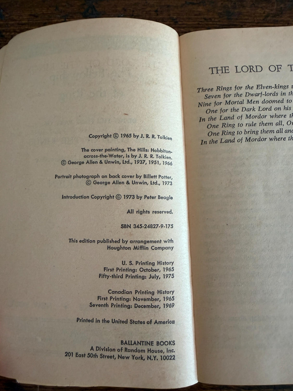 Lot of 3 The Lord of the Rings Books by J.R.R. Tolkien
