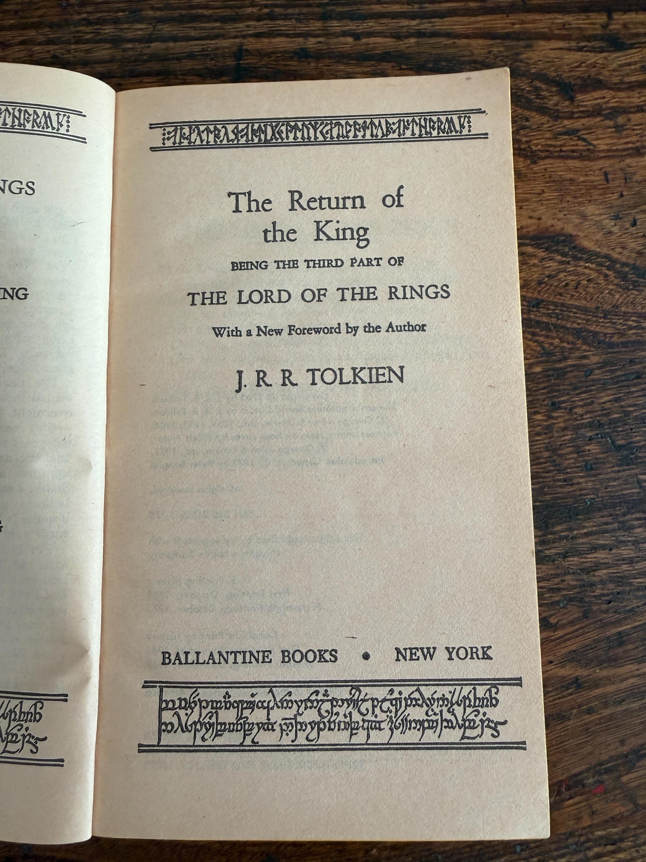 Lot of 3 The Lord of the Rings Books by J.R.R. Tolkien