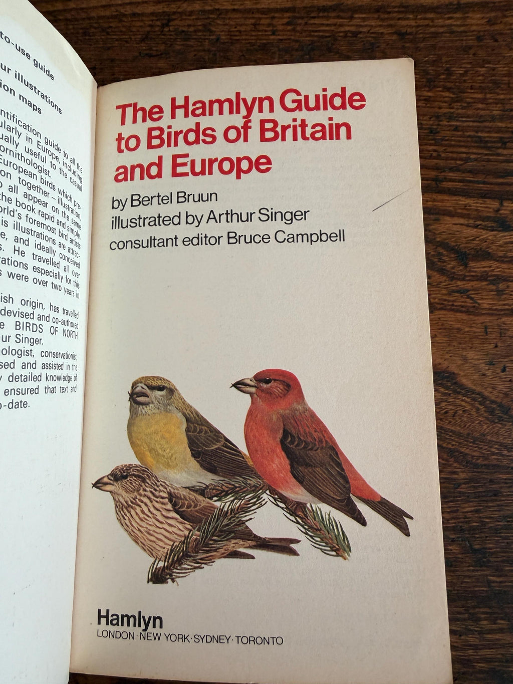 The Hamlyn Guide to Birds of Britain and Europe by Bertel Bruun | 1970 Paperback