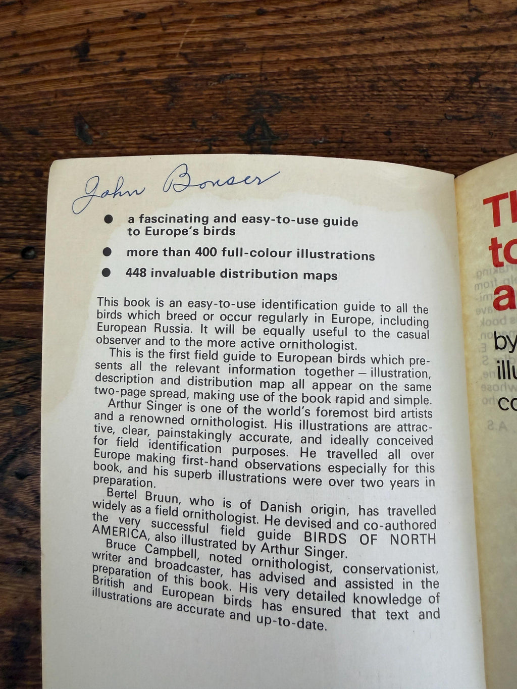 The Hamlyn Guide to Birds of Britain and Europe by Bertel Bruun | 1970 Paperback