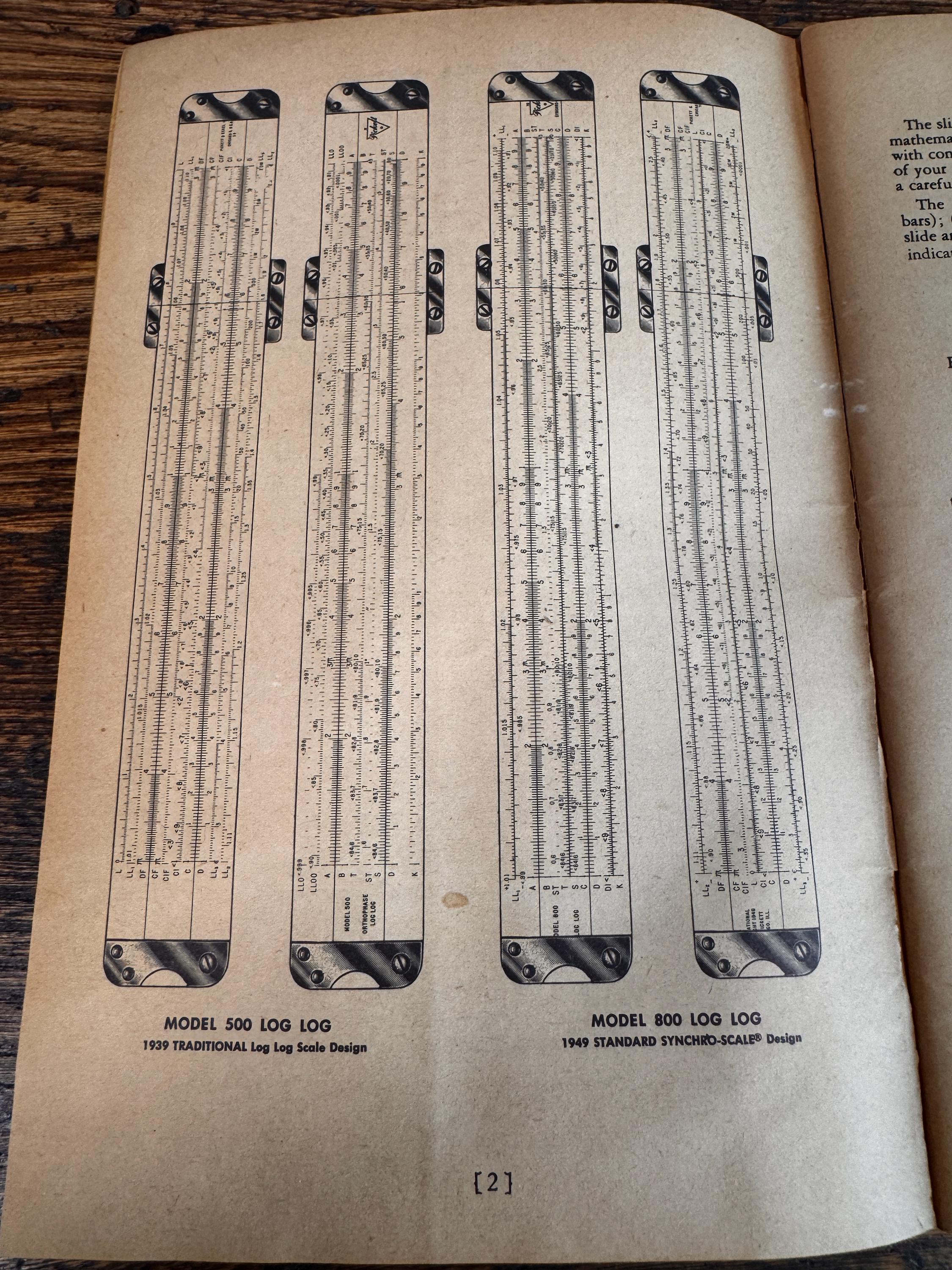 Pickett Log Log Slide Rule with 1953 Instruction Booklet and Leather Case
