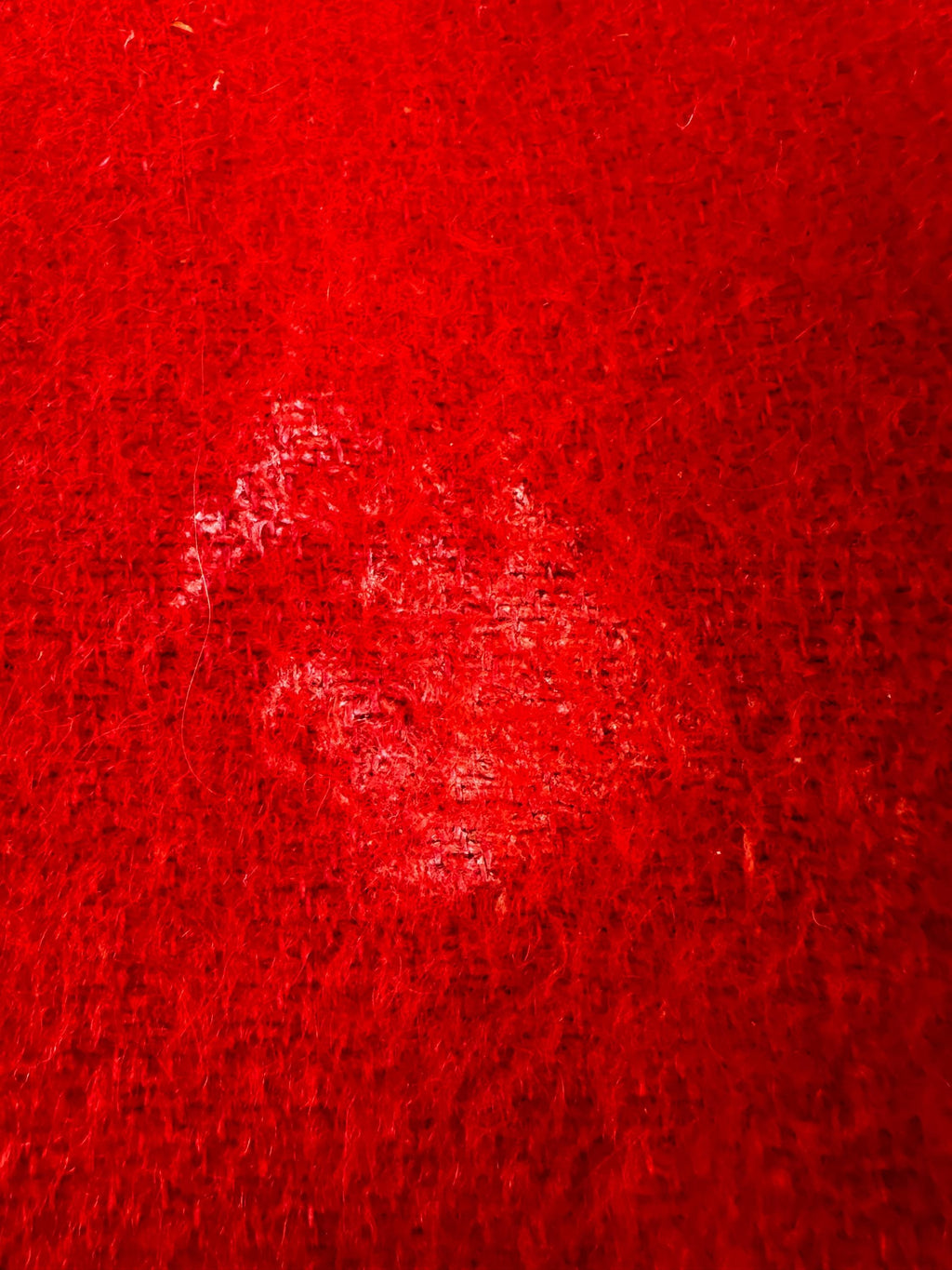 Red Wool Blanket with Black Stripes and Whipstitch Edging