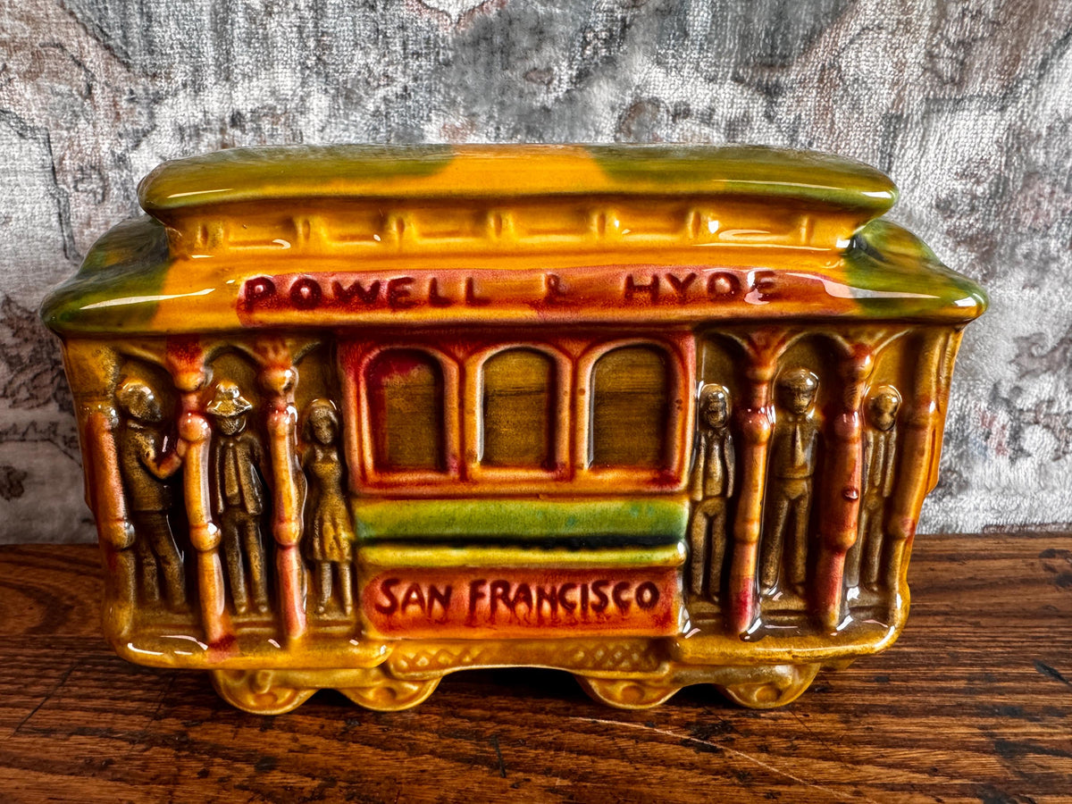 Powell & Mason St. San Francisco Cable Car Ceramic Coin Bank
