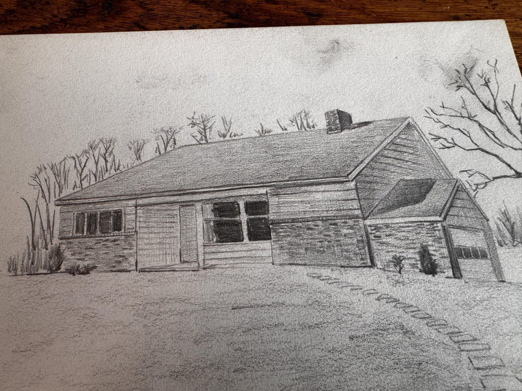 Vintage 1950s Architectural Drawings Set of 4 – Mid Century Architecture Student Art