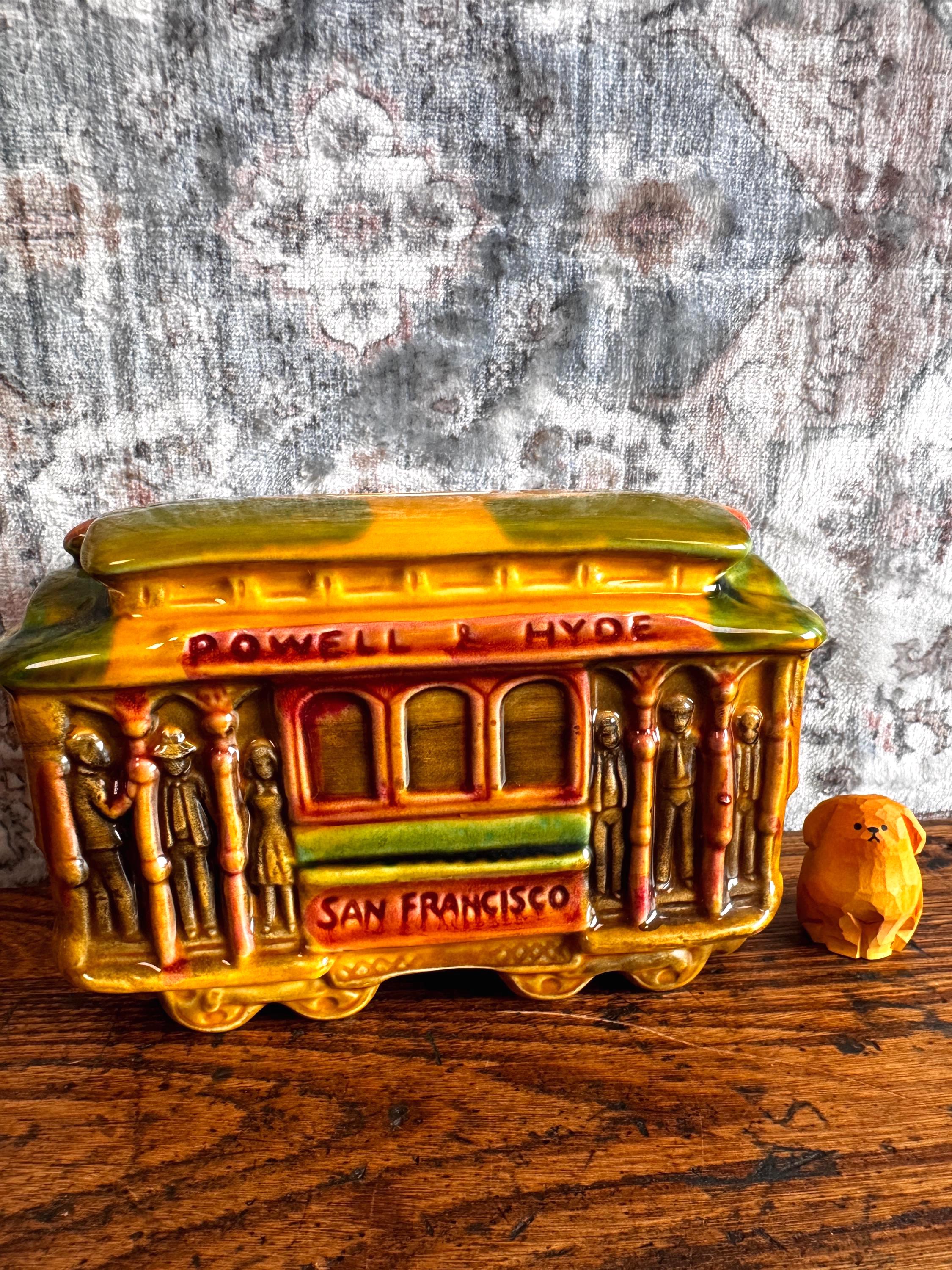 Powell & Mason St. San Francisco Cable Car Ceramic Coin Bank