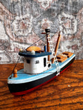 Handcrafted Wooden Model Fishing Boat - 7 Inch Nautical Decor