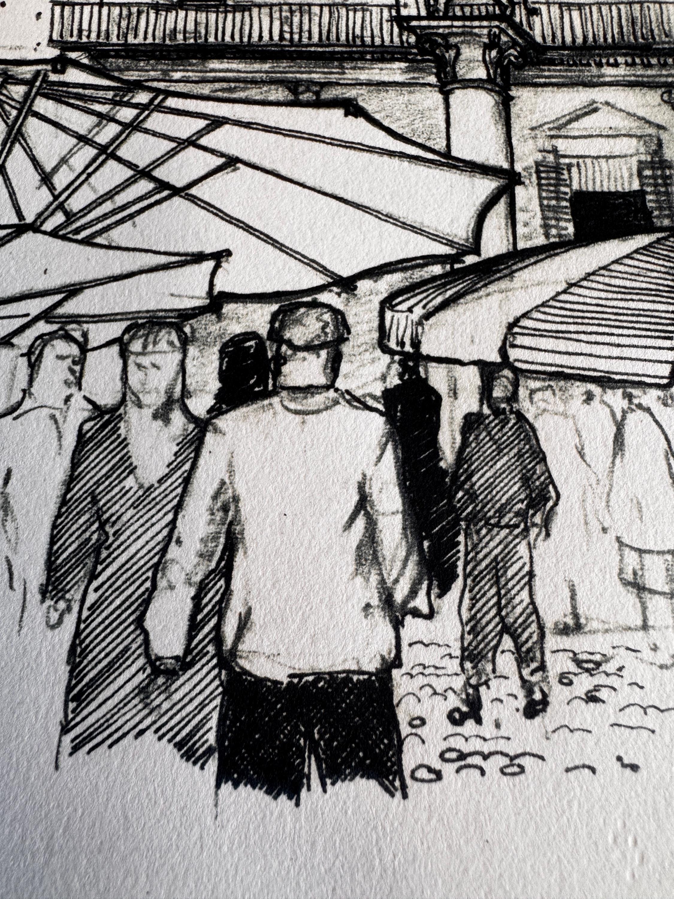 Piazza del Cibo, Verona | 1959 Pen and Ink Drawing