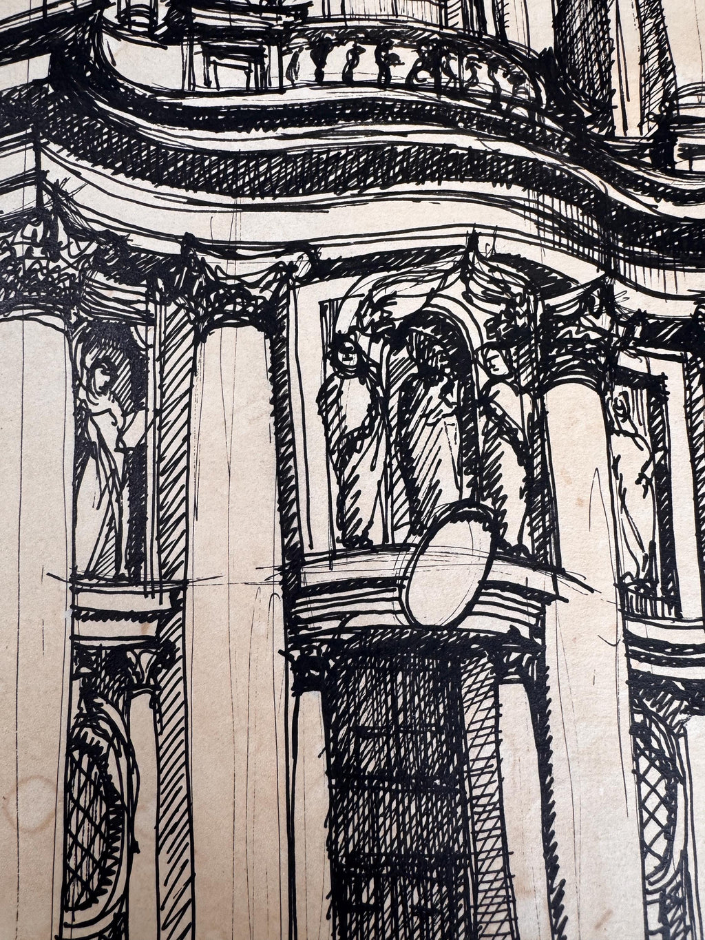 San Carlo alle Quattro Fontane Pen and Ink Drawing