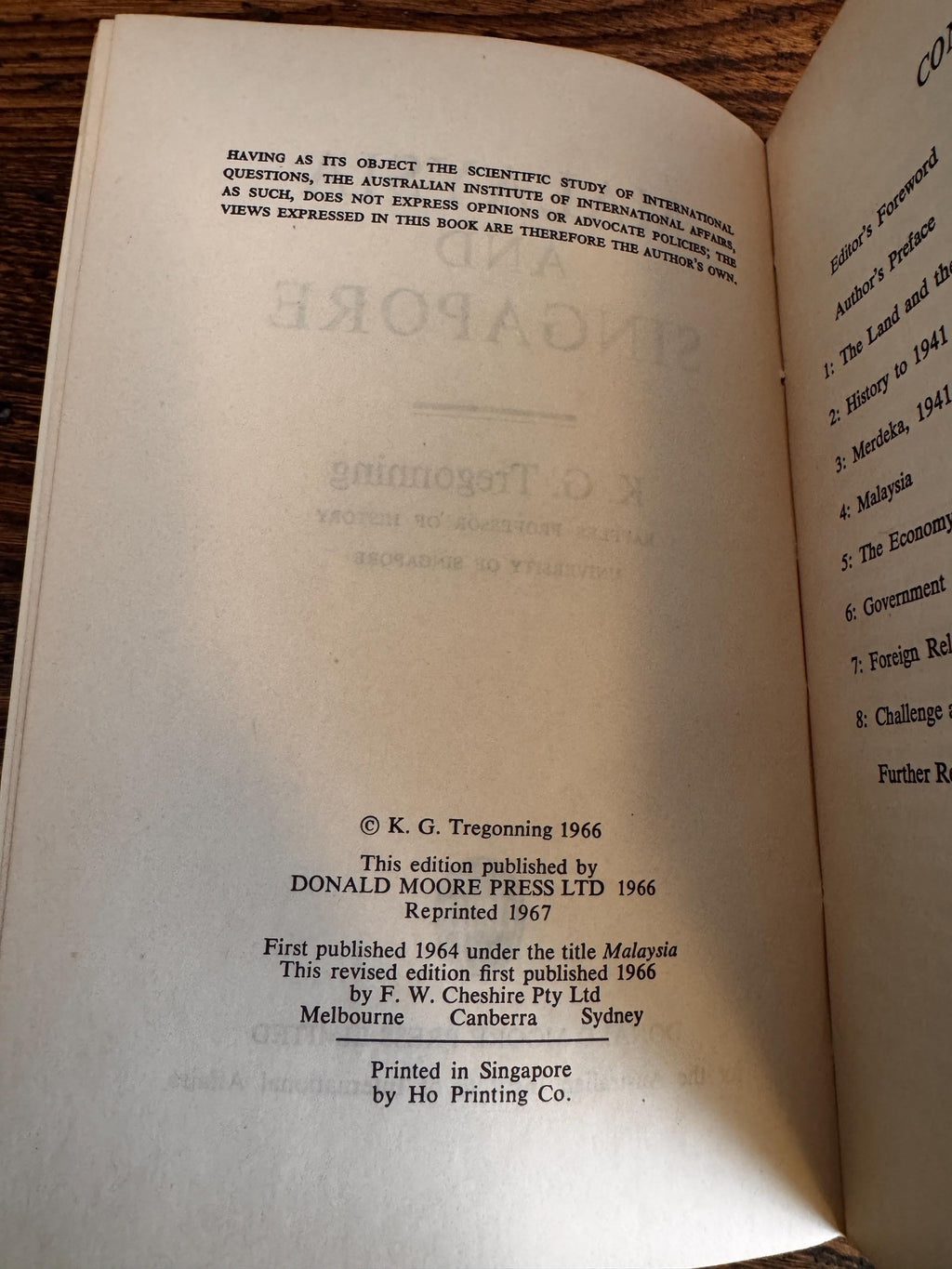 Malaysia and Singapore by K. G. Tregonning | 1966 Paperback Book
