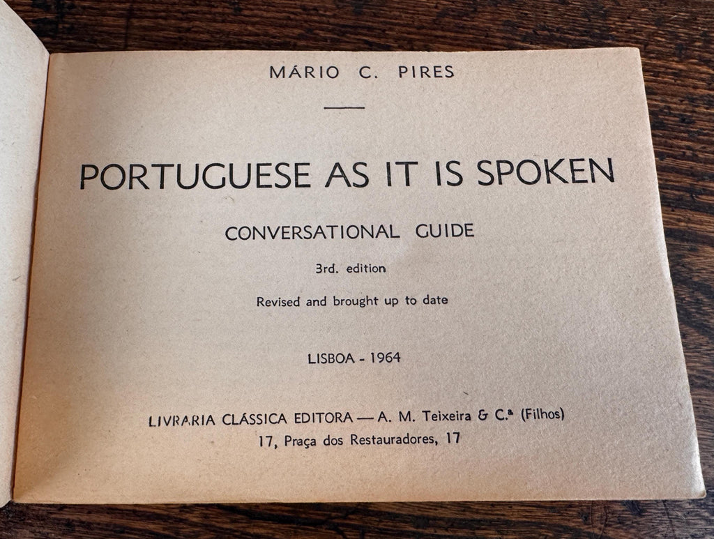 Portuguese As It Is Spoken by Mário C. Pires | 1964 Conversational Guide