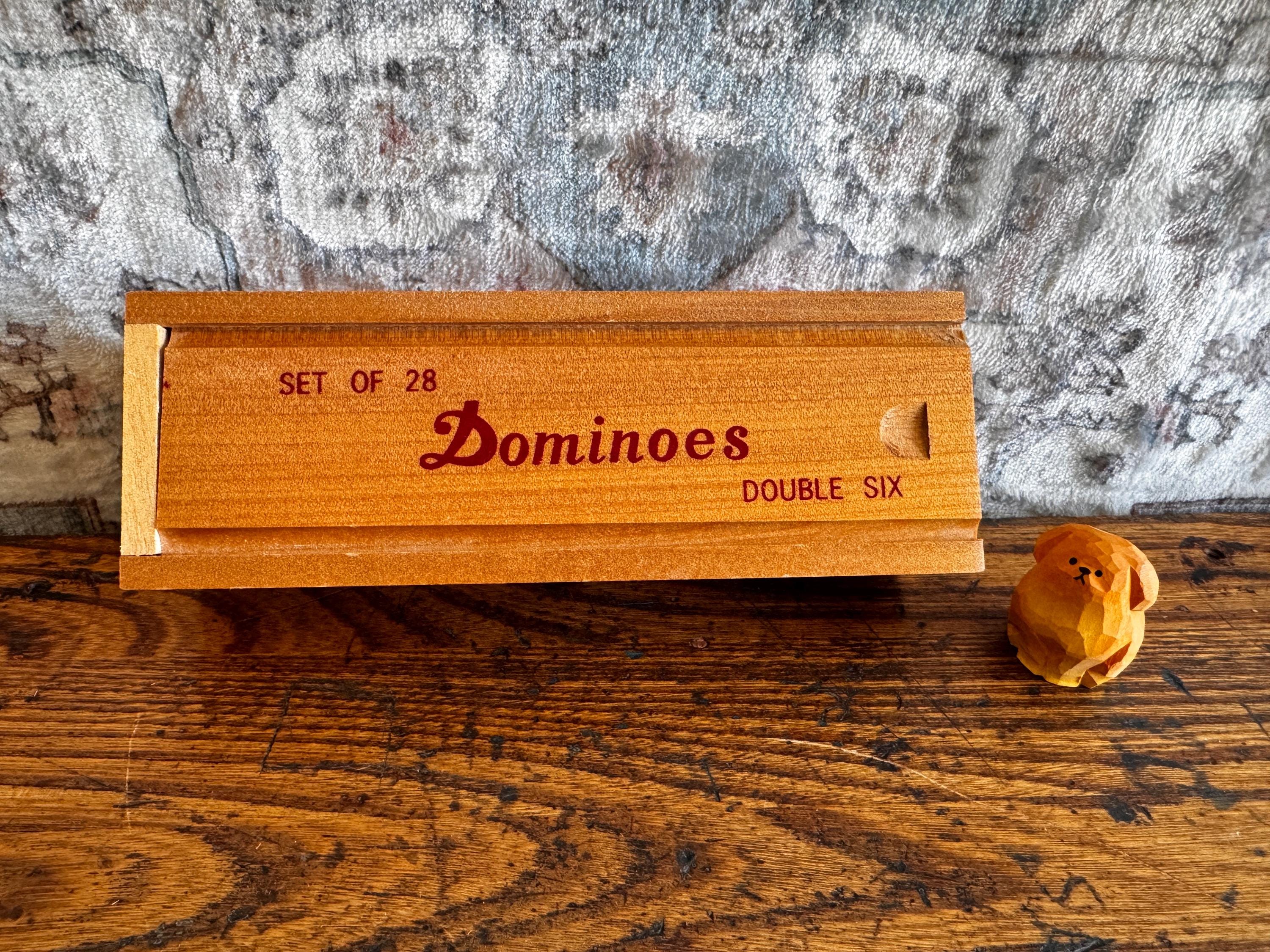 Set of 28 Double Six Dominoes in Wooden Box