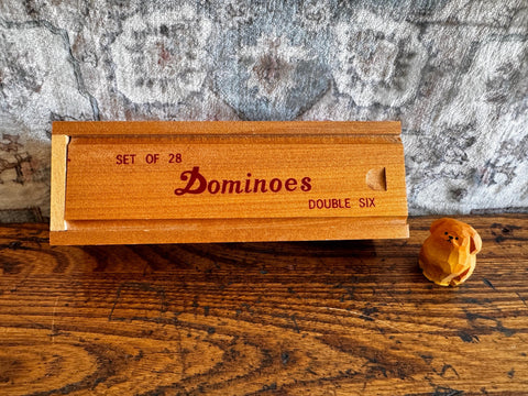 Set of 28 Double Six Dominoes in Wooden Box