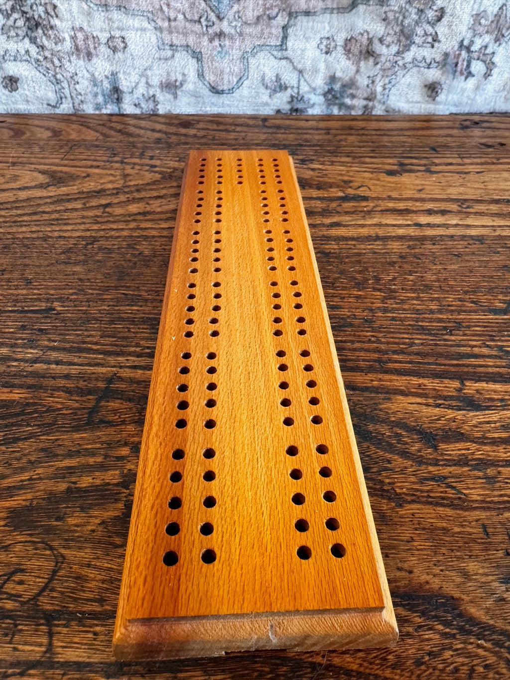 Vintage Wooden Cribbage Board with Original Box by Drueke