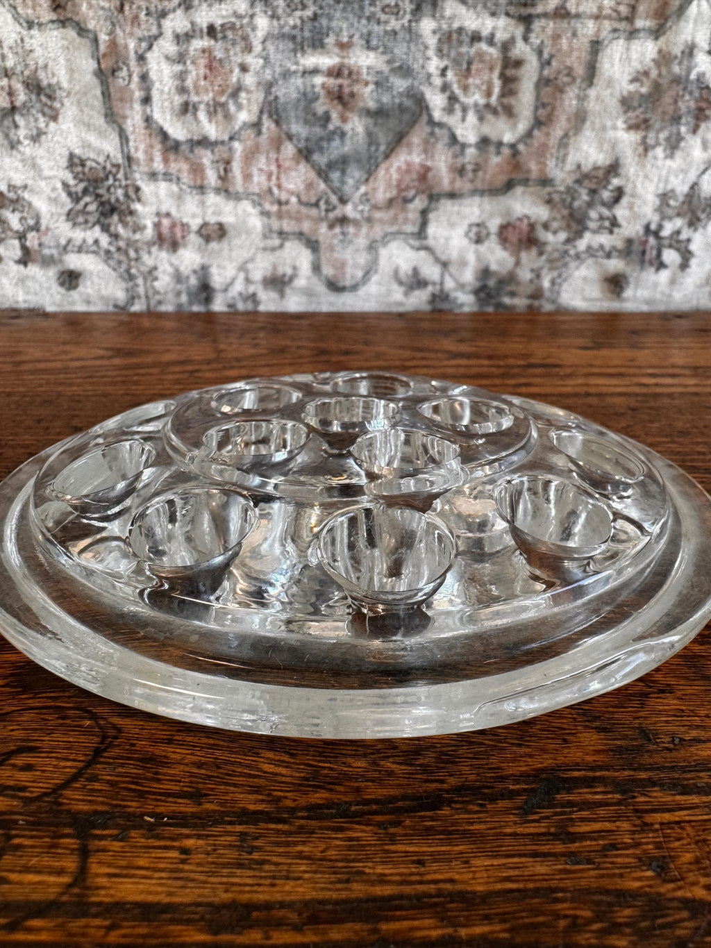 Clear Glass Vintage Flower Frog 5.25 Inch