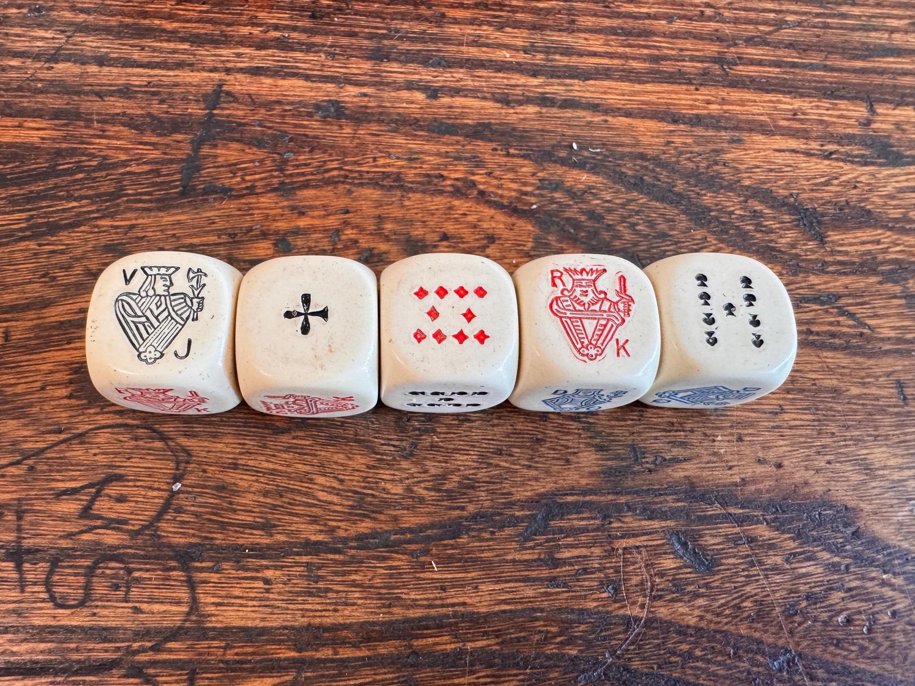 Jeu de Poker D'As Vintage Dice Game with Original Instructions