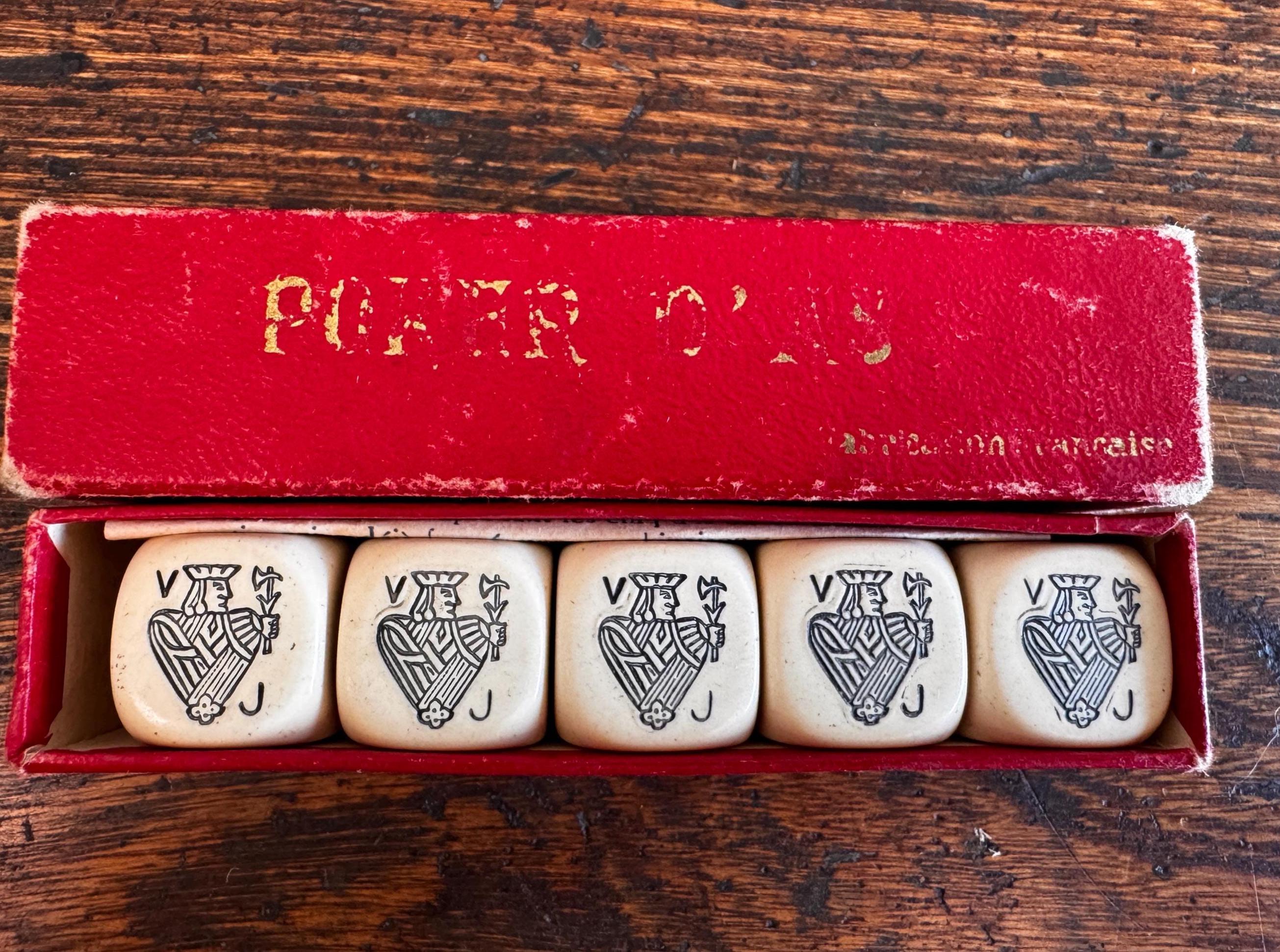 Jeu de Poker D'As Vintage Dice Game with Original Instructions