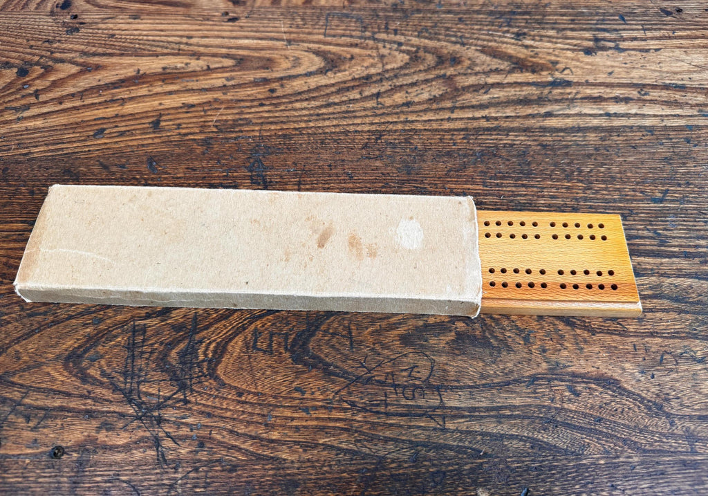 Vintage Wooden Cribbage Board with Original Box by Drueke