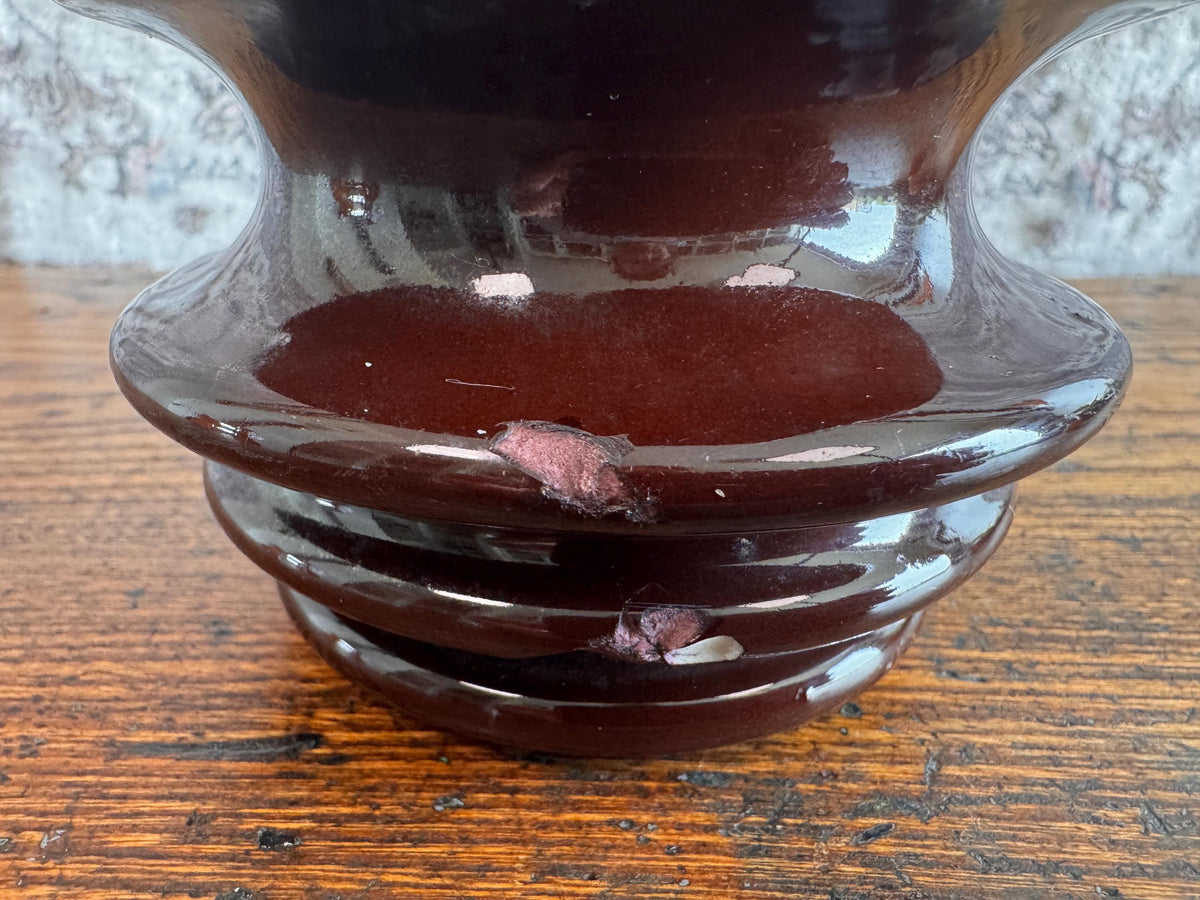 Vintage Large Brown Spool Ceramic Electrical Insulator