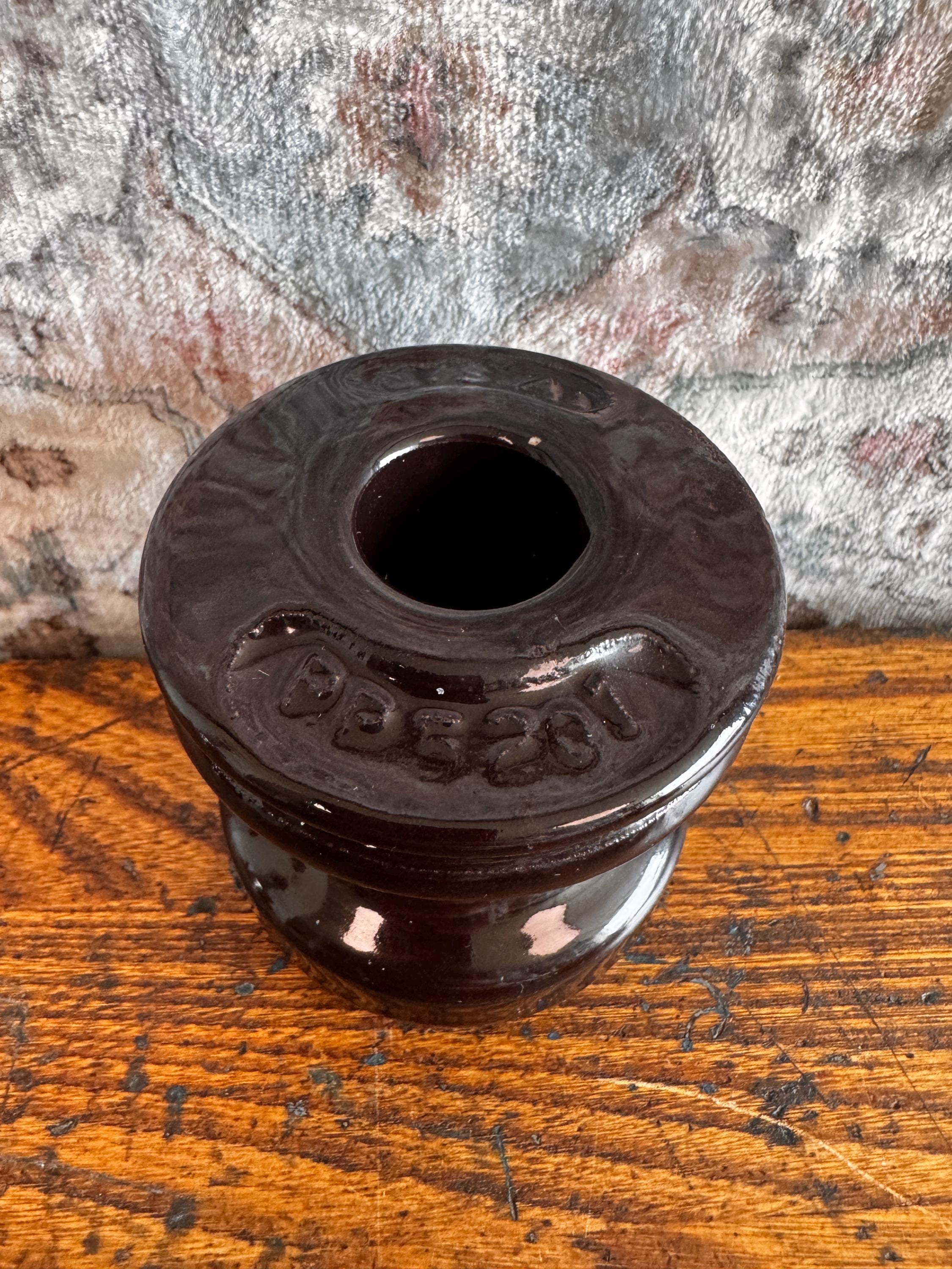 Vintage Brown Ceramic Electrical Insulator PP5201 USA