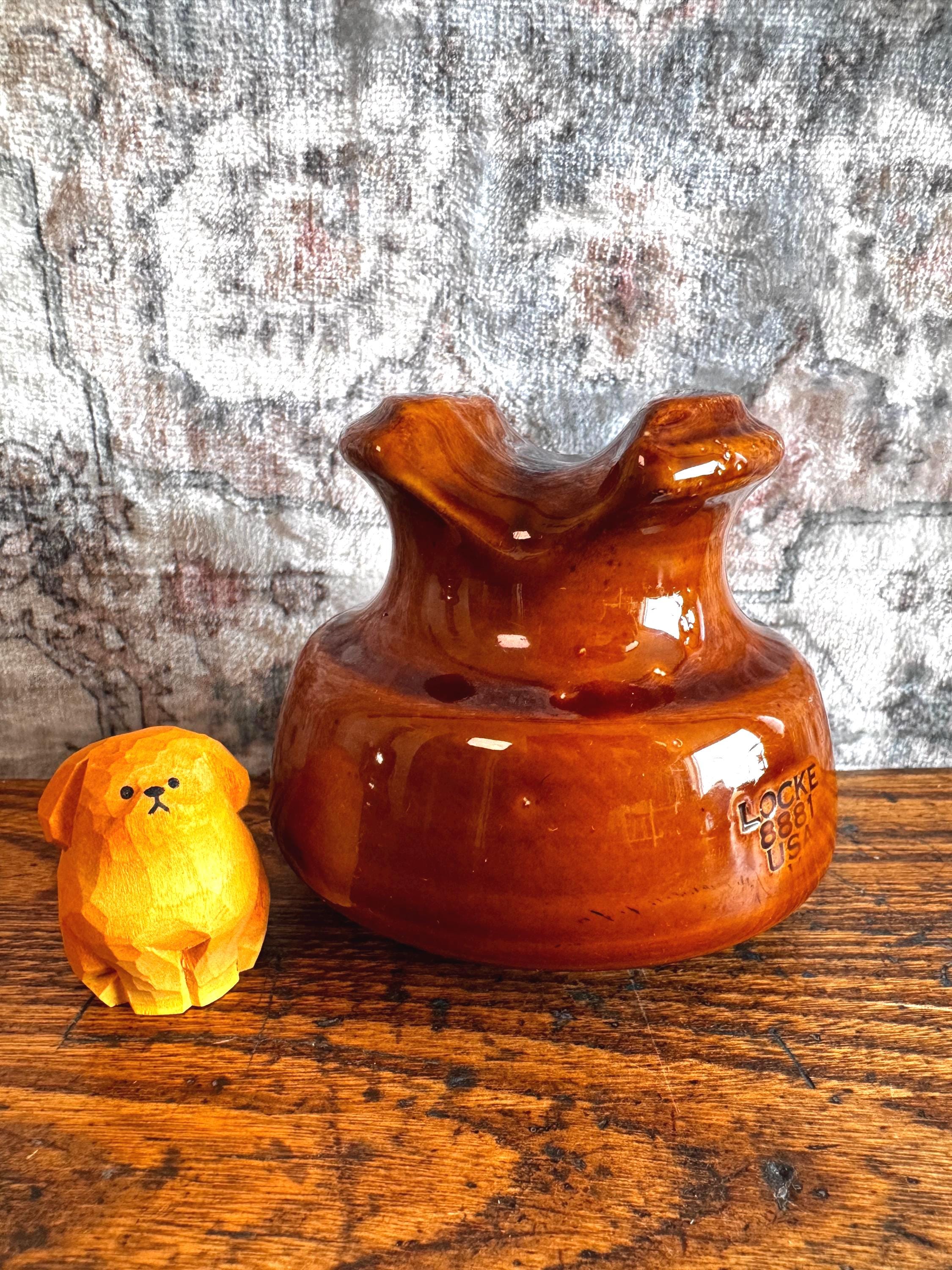 Vintage Locke 8881 USA Brown Ceramic Electrical Insulator