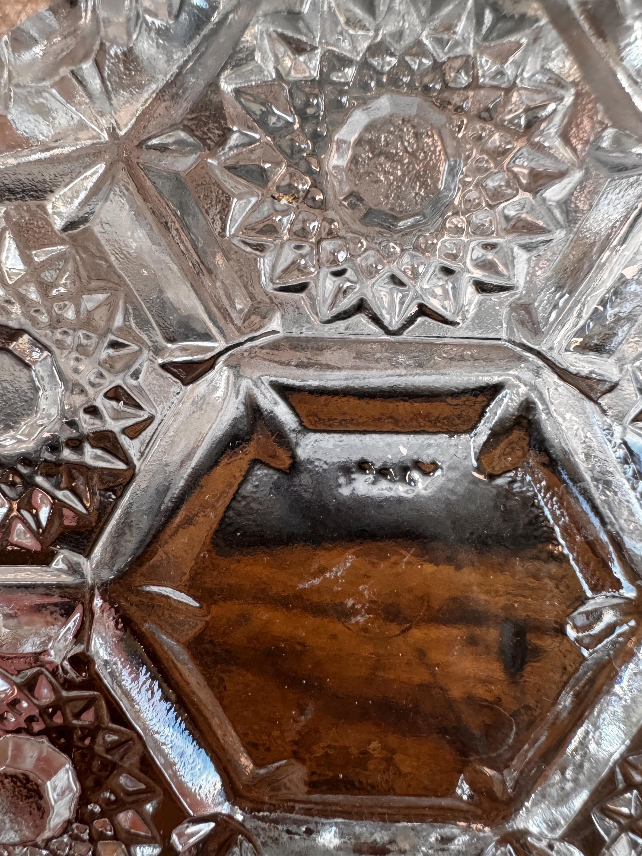 Set of Three Vintage Pressed Glass Coasters from Italy