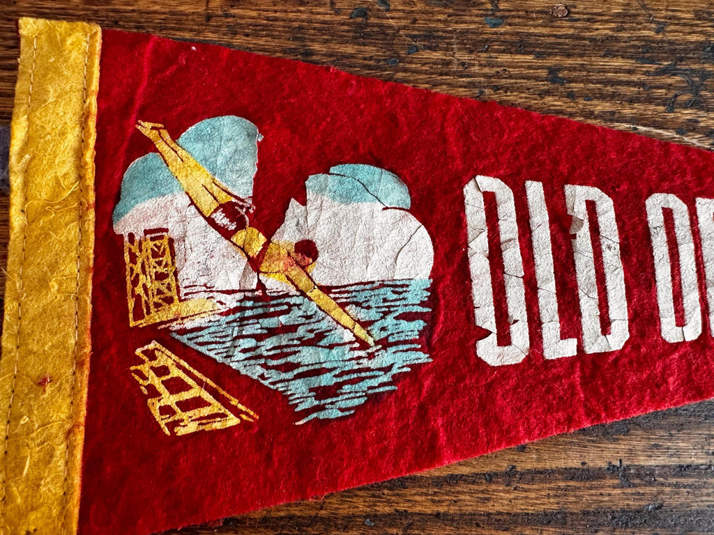Old Orchard Beach Maine Vintage Felt Souvenir Pennant