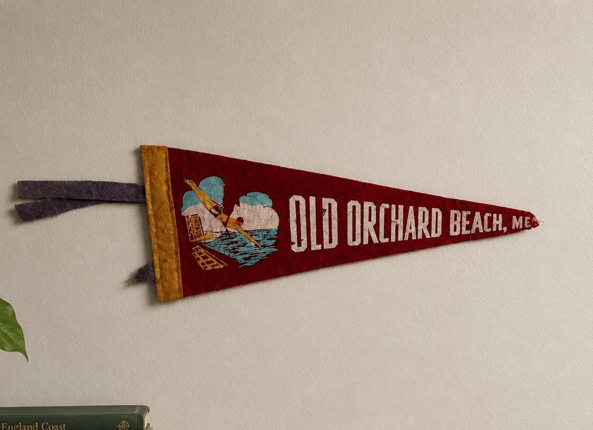 Old Orchard Beach Maine Vintage Felt Souvenir Pennant