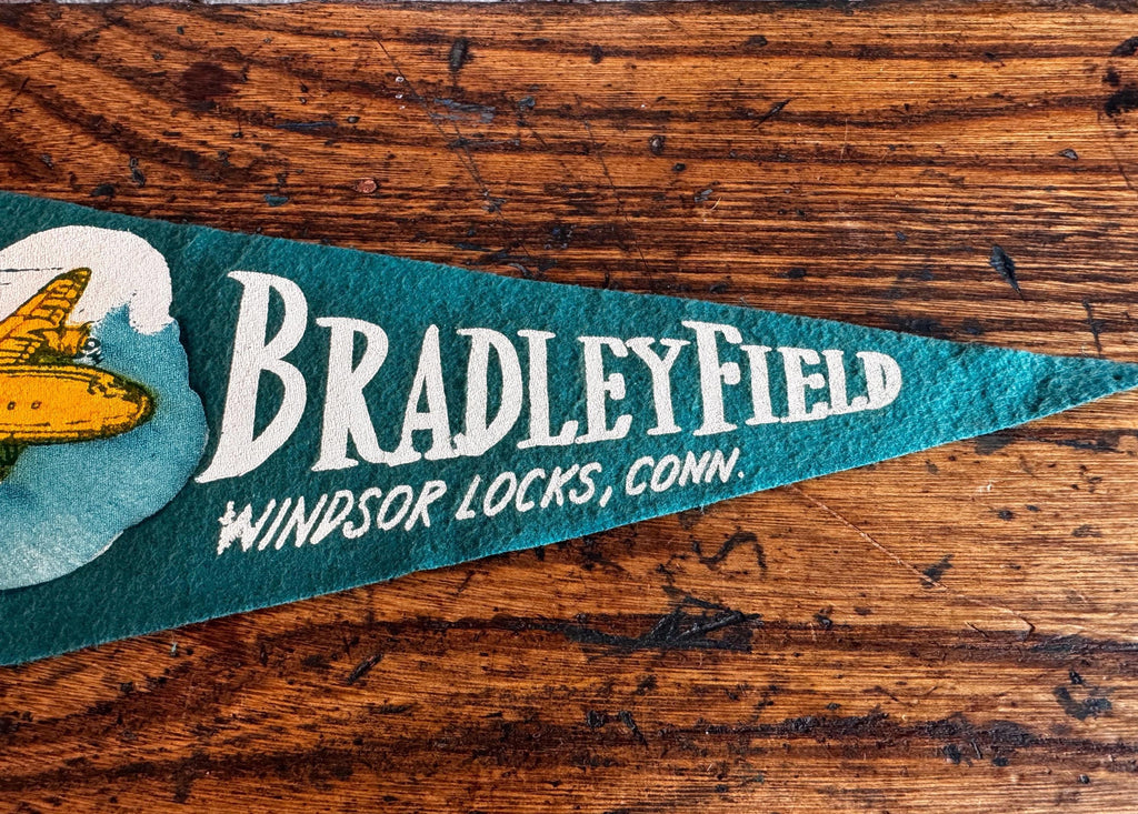 Bradley Field Vintage Felt Pennant with Airplane Design