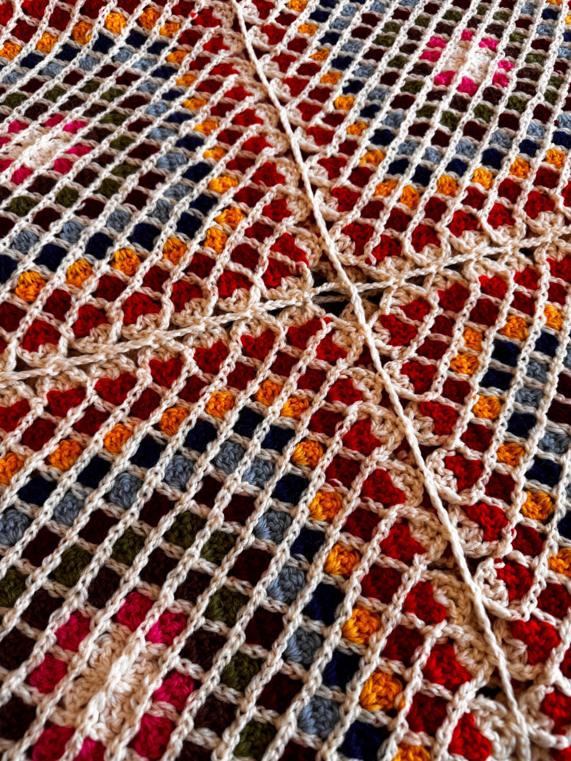 Handmade Multicolor Crochet Granny Square Blanket 40x48"