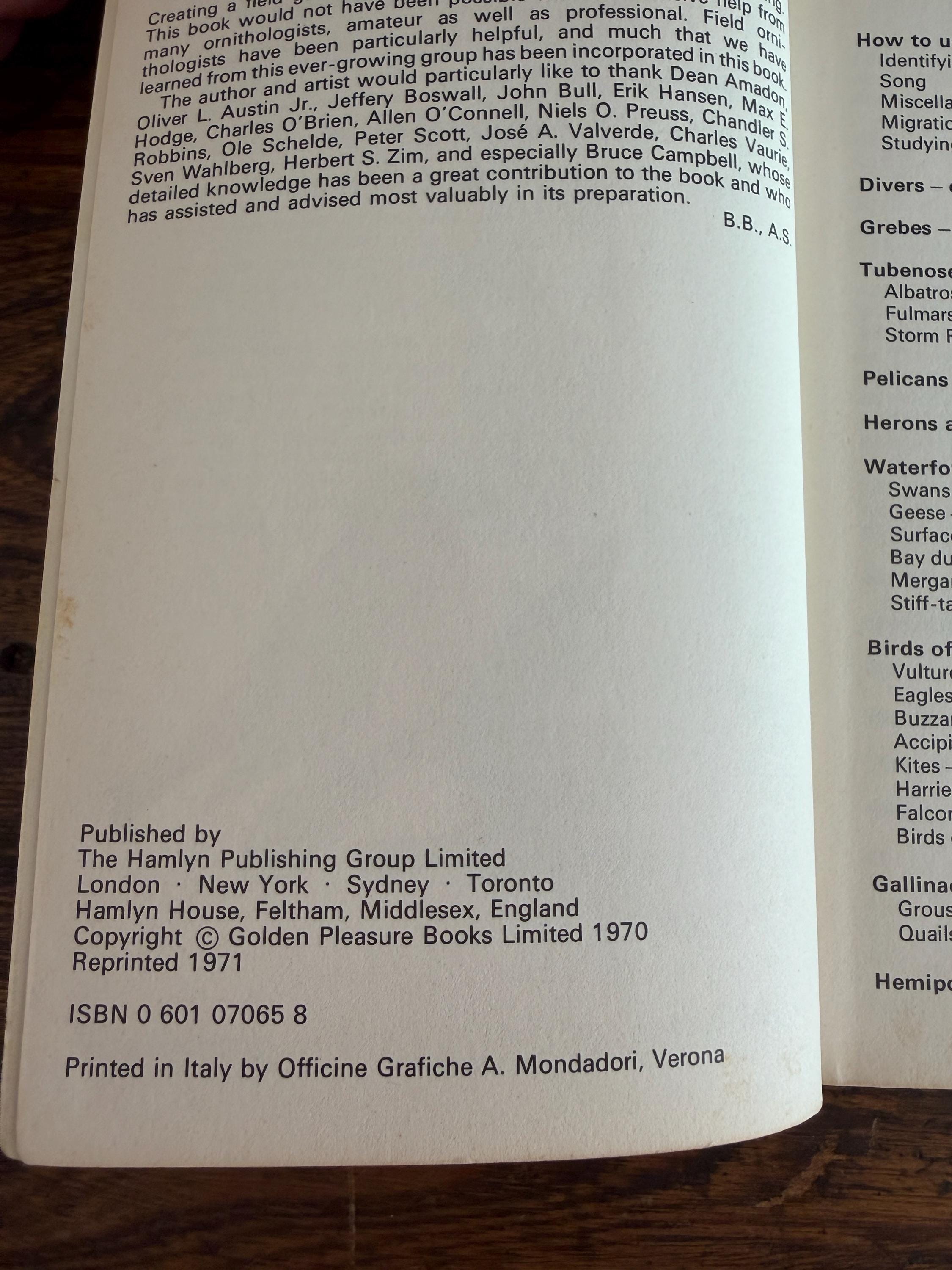 The Hamlyn Guide to Birds of Britain and Europe by Bertel Bruun | 1970 Paperback