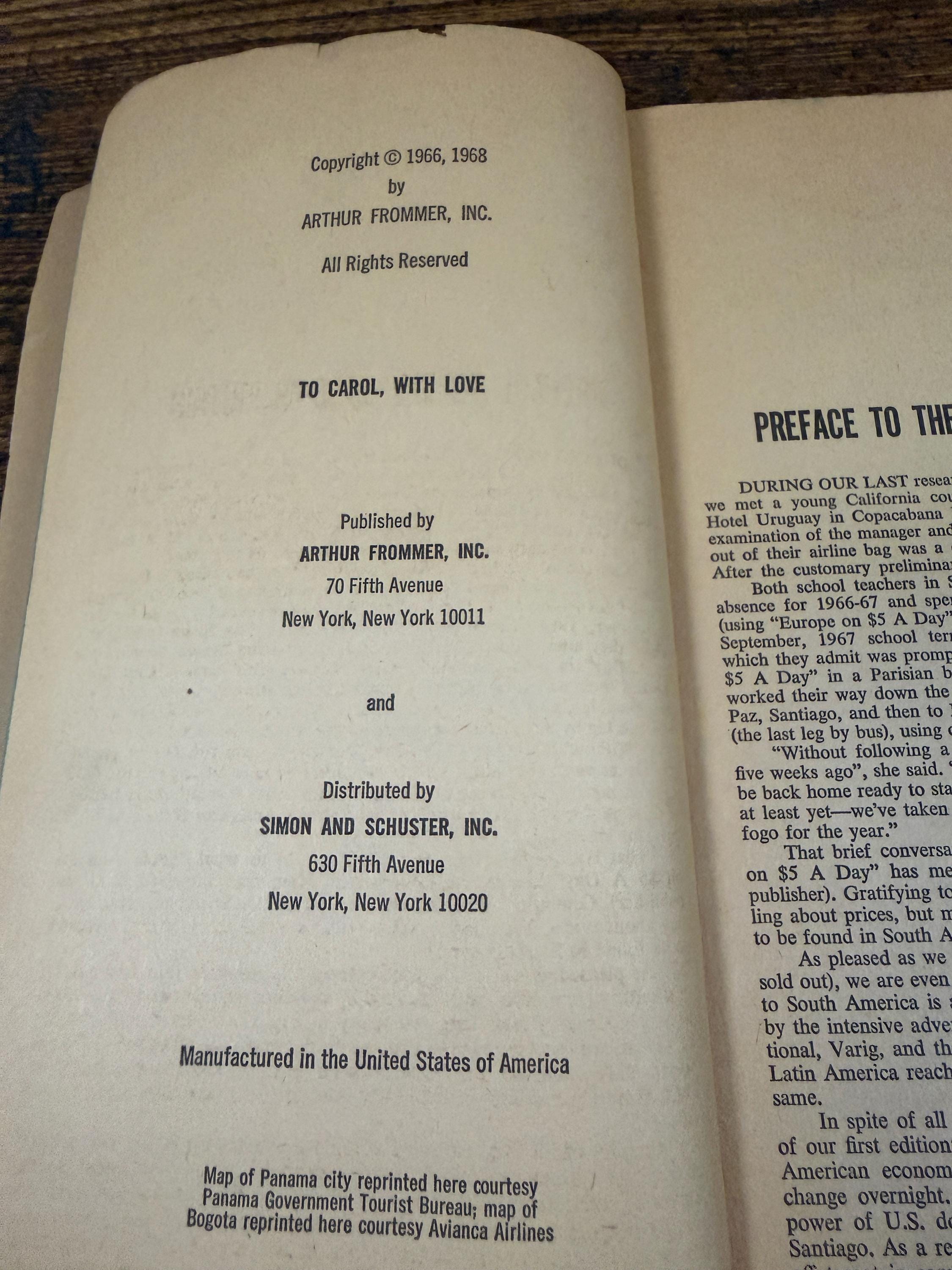 South America on 5 Dollars a Day by Arnold & Harriet Greenberg | 1968 Paperback Travel Guide
