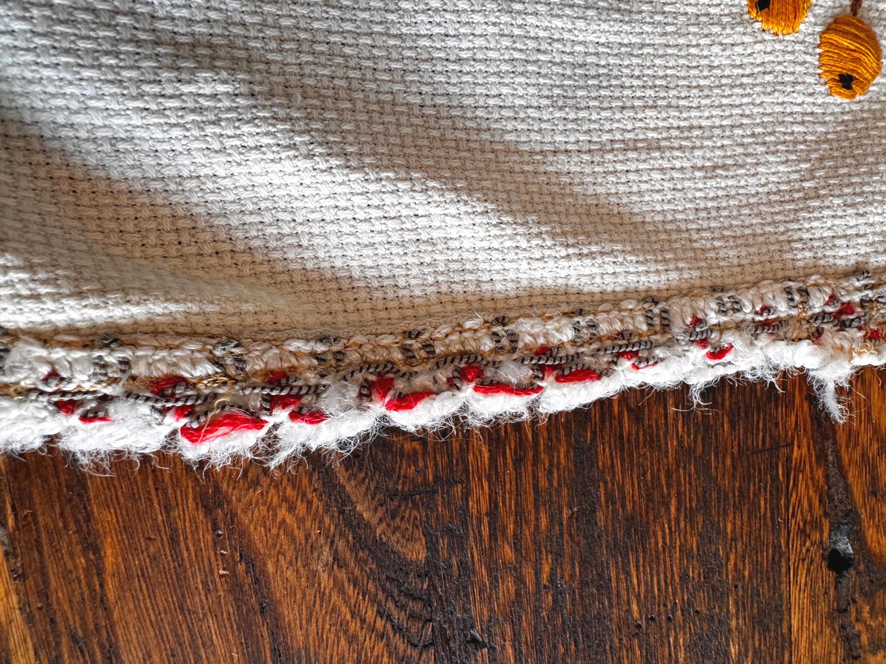 Hand Embroidered Table Runner with Birds and Berries