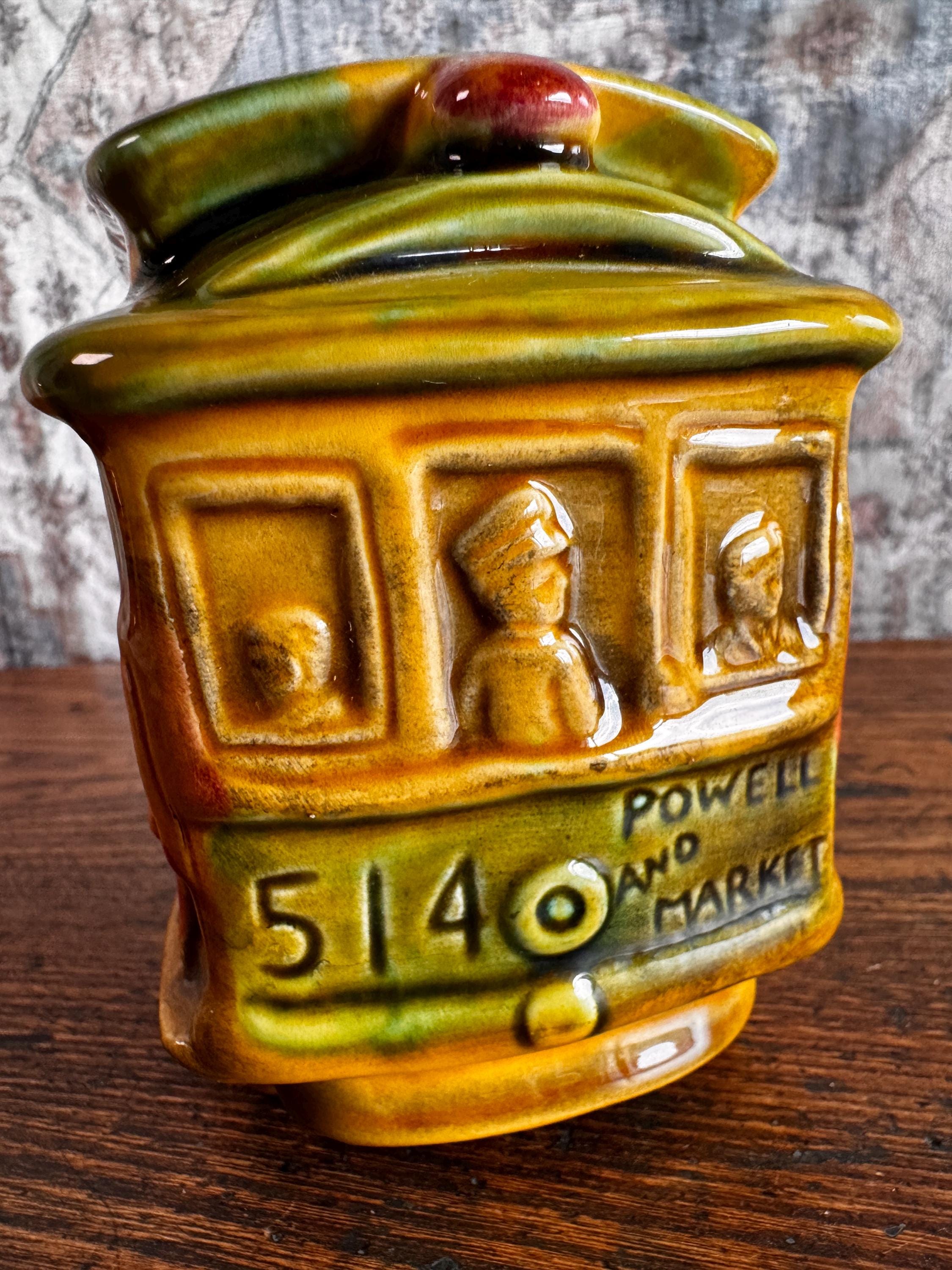 Powell & Mason St. San Francisco Cable Car Ceramic Coin Bank